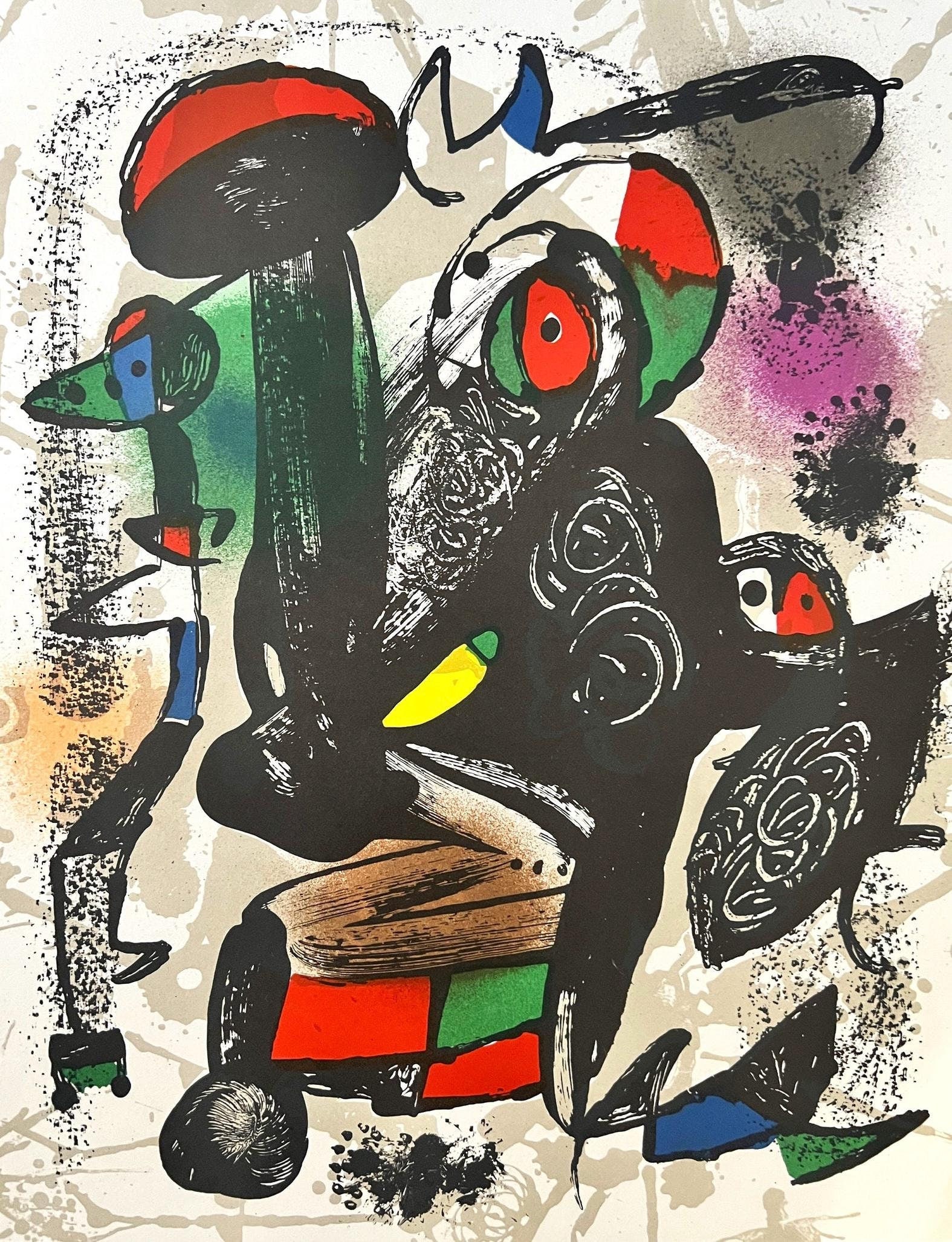 Joan Miro, Composition, (Cramer 249; Mourlot 1258), Joan Miro Lithographs, Limited Edition: Lithograph on velin paper. Inscription: Unsigned and unnumbered. Paper Size: 12.5 x 9.25 inches. Excellent condition. Notes: From the volume, Joan Miro Lithographs, Volume IV, 1981. Published by Maegh