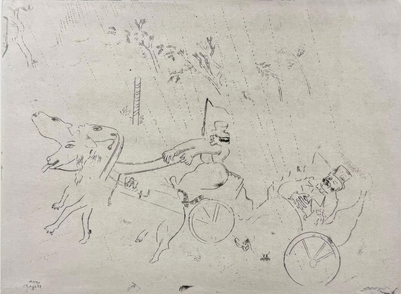 Marc Chagall, On the Road to Sobakevitch, from Dead Souls, Limited Edition Etching, 1923-1927 (1 of 4)