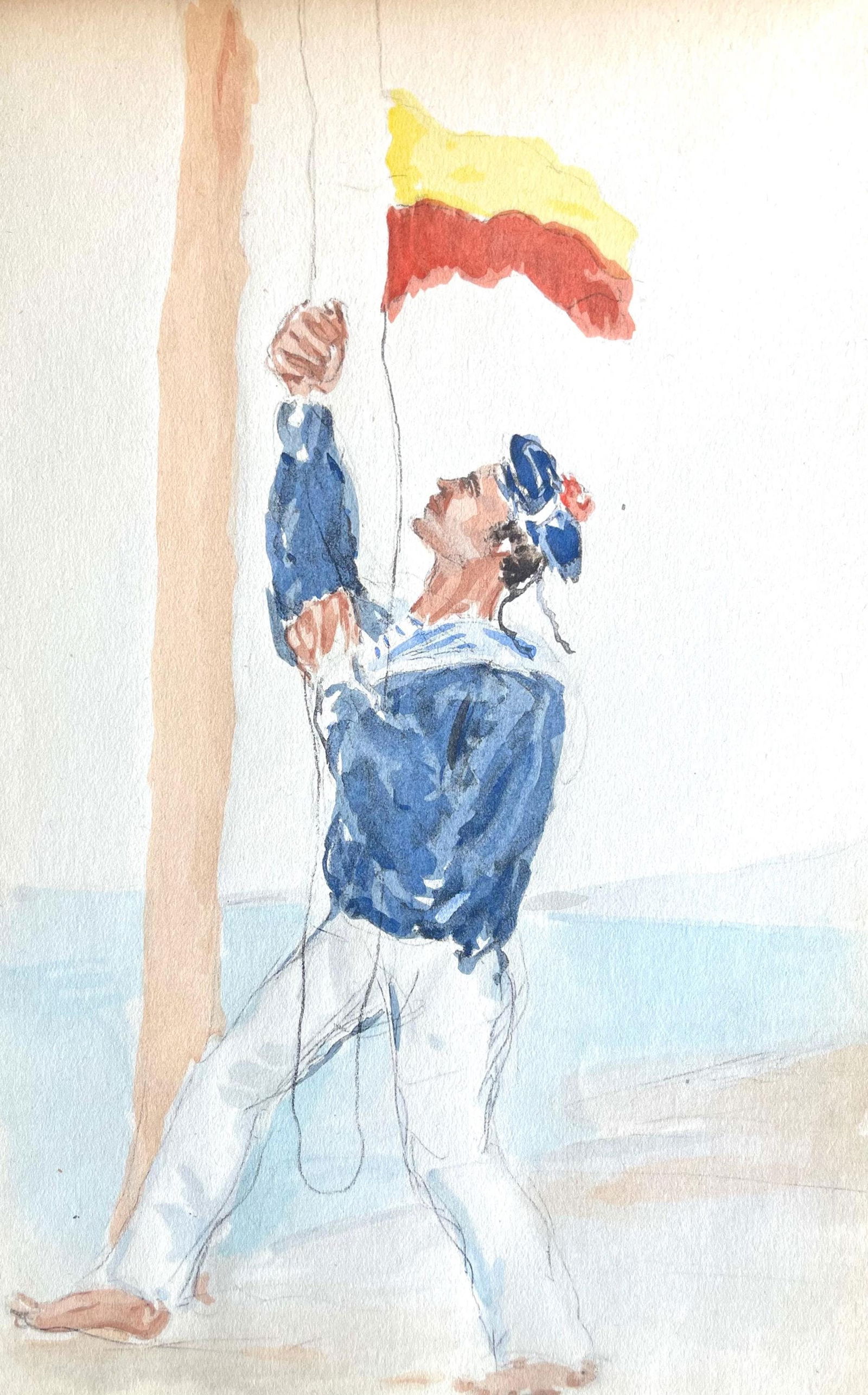 Henri de Toulouse-Lautrec, Composition, Toulouse-Lautrec, Album De Marine, Limited Edition: Lithograph and stencil on Papeteries de Rives paper. Paper size: 8.86 x 5.71 inches. Excellent condition. Inscription: Unsigned and unnumbered, as issued. Notes: From the album, Toulouse-Lautrec