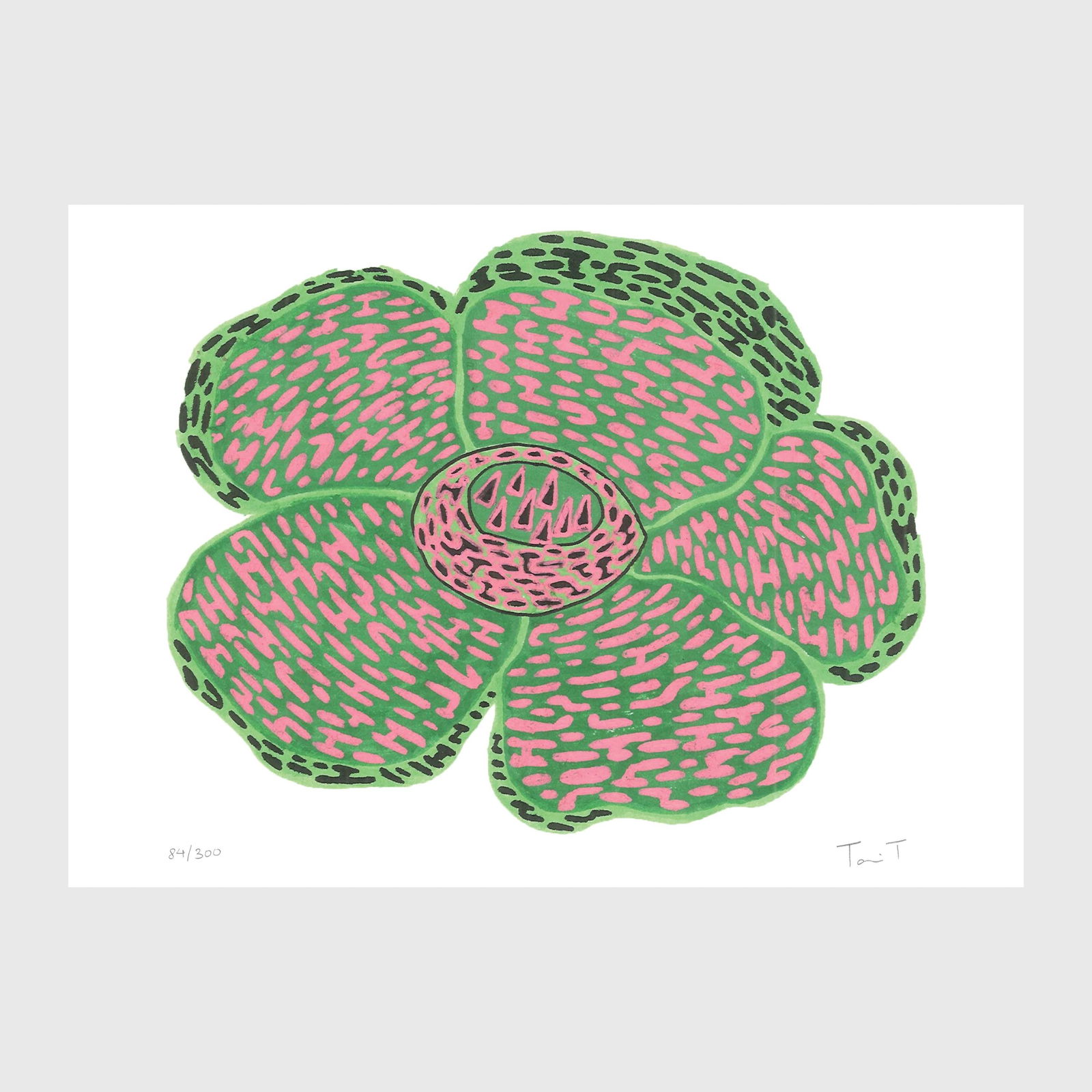 Pink, Black & Green Rafflesia Flower: Artist: Tanvi Thakur (1996) Title: Pink, Black & Green Rafflesia Flower, Rafflesia Series Year: 2026 Medium: Archival Pigment Print on Paper Edition: 300 Size: 8 x 6 inches Inscription: Signed and num