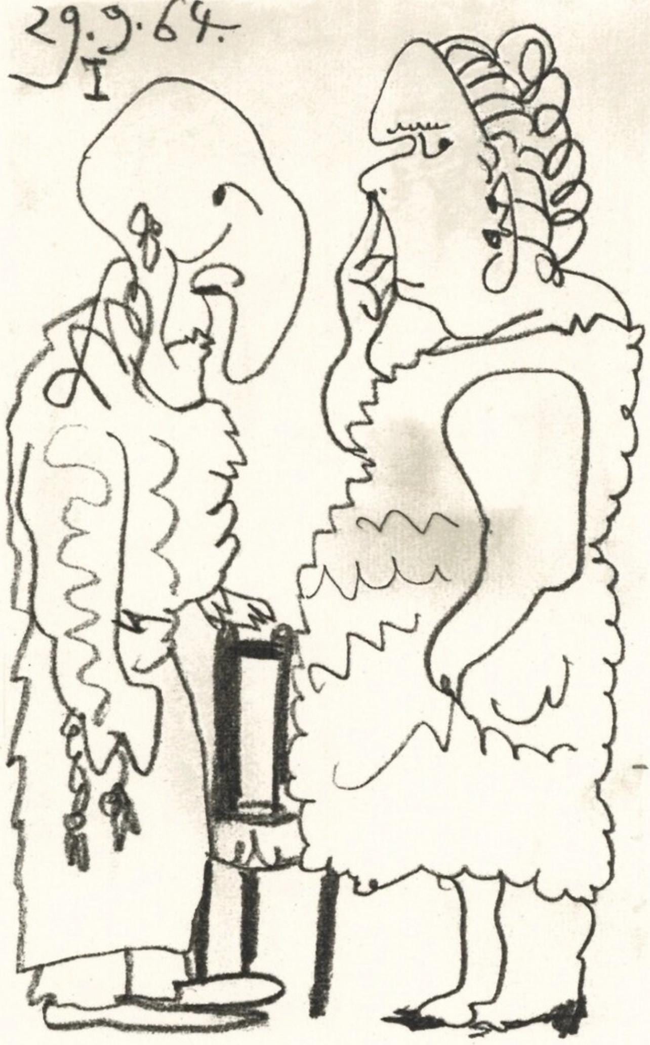Pablo Picasso, 29.9.64. I (Cramer 148), Le Gout du Bonheur, Limited Edition Mixed Media Lithograph (1 of 4)