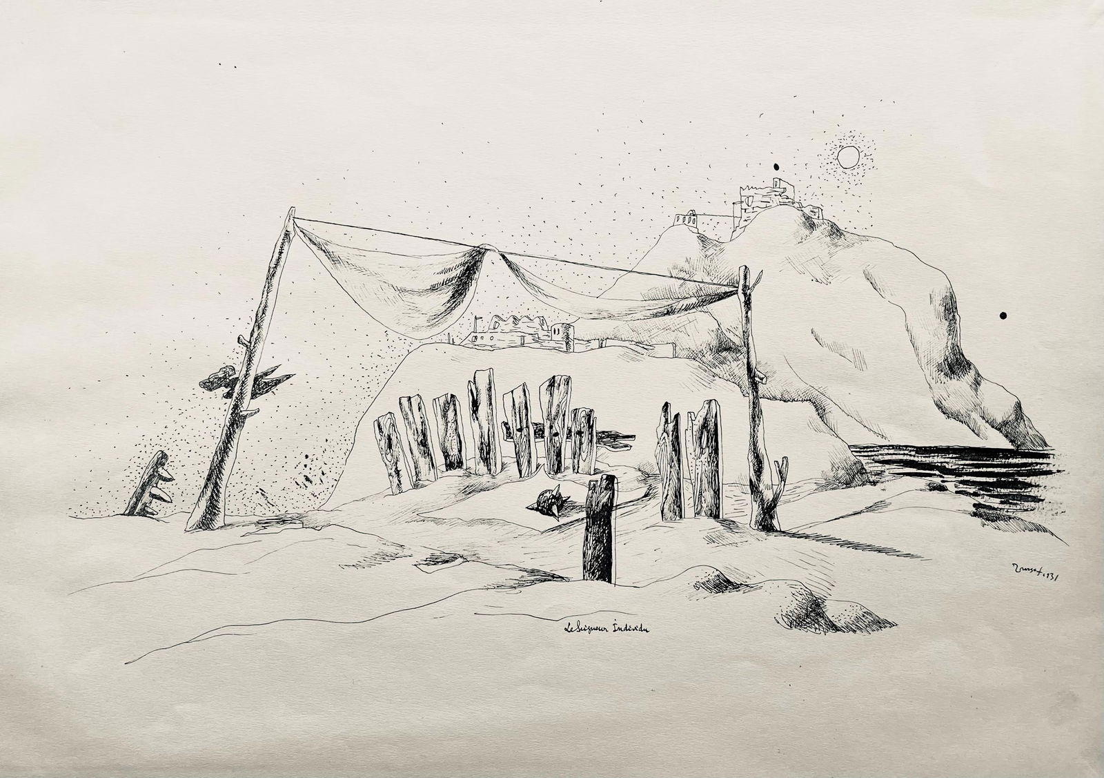 Jean Lurcat, le seigneur individu, huit dessins a la plume, Limited Edition Lithograph: Lithograph on velin paper. Paper size: 12.625 x 17.625 inches. Excellent condition. Inscription: Unsigned and unnumbered, as issued. Notes: From the album, Jean Lurcat huit dessins a la plume reprodui