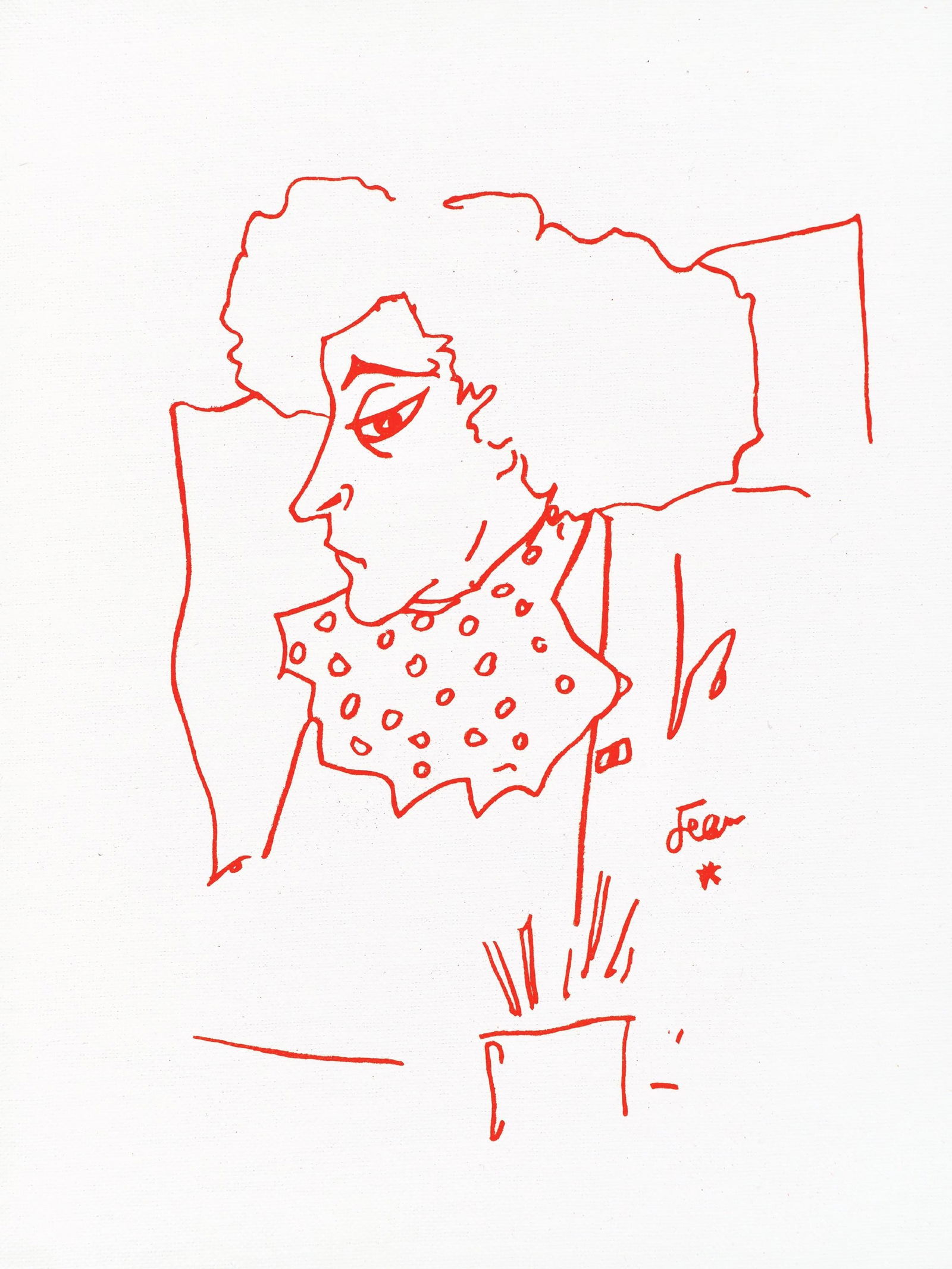 Jean Cocteau, Untitled, from Recipes for a Friend, illustrations by Jean Cocteau, Limited Edition: Jean Cocteau (1889-1963); Sans titre (Untitled), 1964. Lithograph on papier de toile enduit paper. Paper size 12 x 9.45 inches. Signed in the plate and unnumbered, as issued. Printed and published by