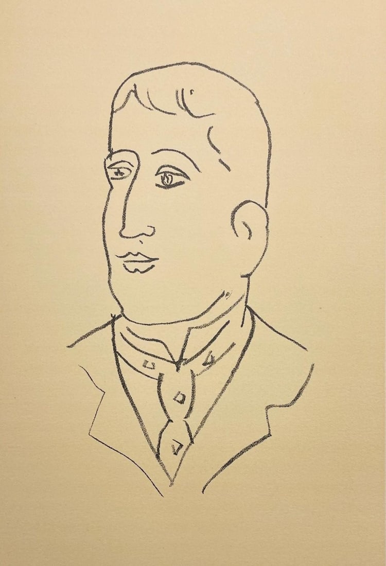 Henri Matisse, Composition (Duthuit 31), Apollinaire, Limited Edition Lithograph: Lithograph on velin a la forme des papeteries d'Arches paper. Unsigned and unnumbered. Paper Size: 12.99 x 9.84 inches. Excellent condition. Notes: From the folio, Apollinaire, Henri Matisse, 1952.