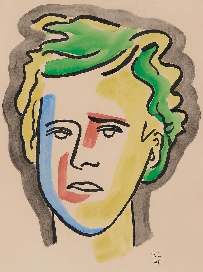 Fernand Leger, Composition (Saphire 24-38), Les Illuminations, Limited Edition Lithograph: Lithograph on papier velin teinte, fait a la main paper. Paper size: 13 x 9.75 inches. Excellent condition. Inscription: Unsigned and unnumbered, as issued. Notes: From the folio, Les Illuminations, 1