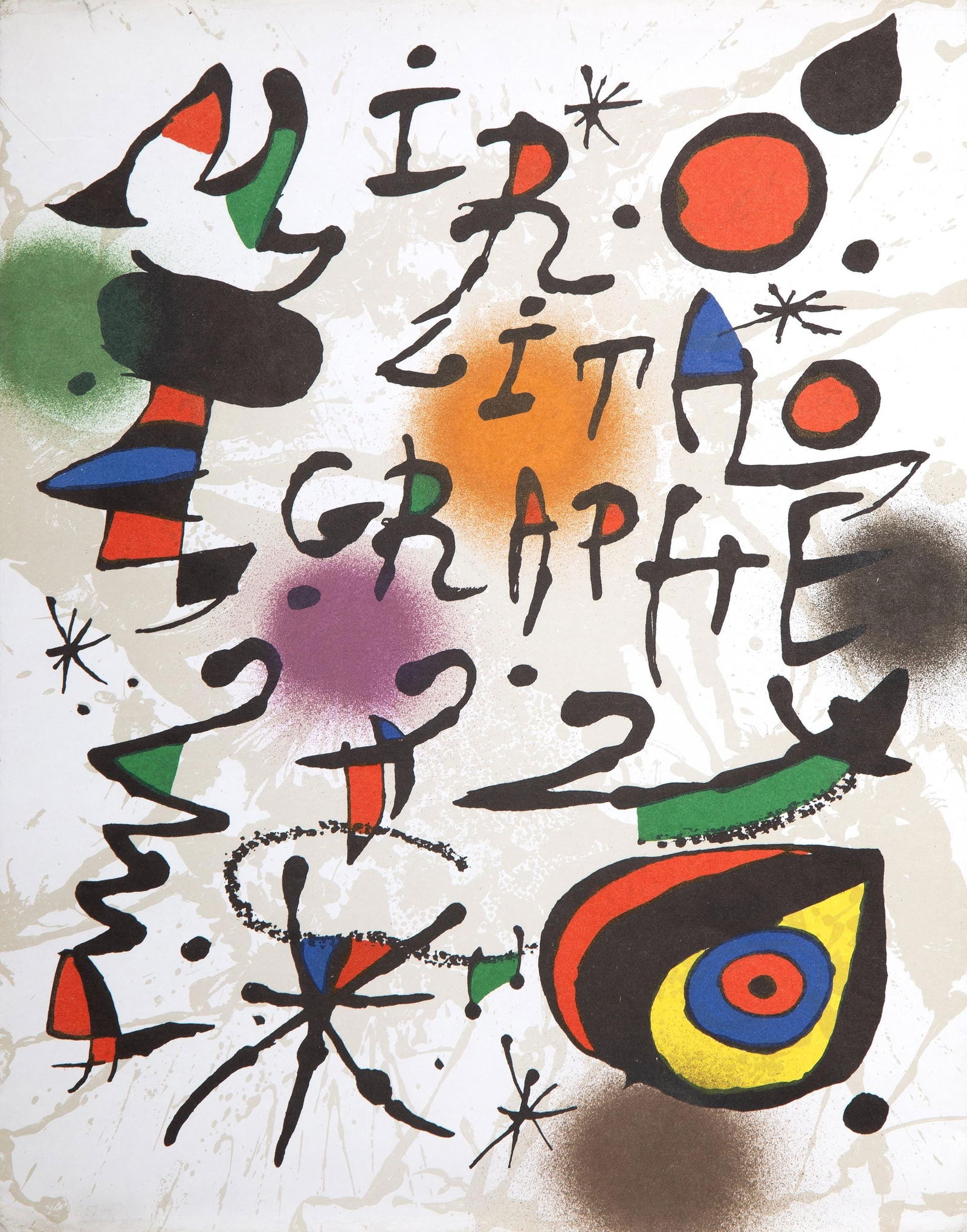 Joan Miro, Composition, (Cramer 230; Mourlot 1112), Joan Miro Lithographs, Limited Edition: Lithograph on velin paper. Inscription: Unsigned and unnumbered. Paper Size: 12.5 x 9.25 inches. Excellent condition. Notes: From the volume, Joan Miro Lithographs, Volume III, 1977. Published by Maeg