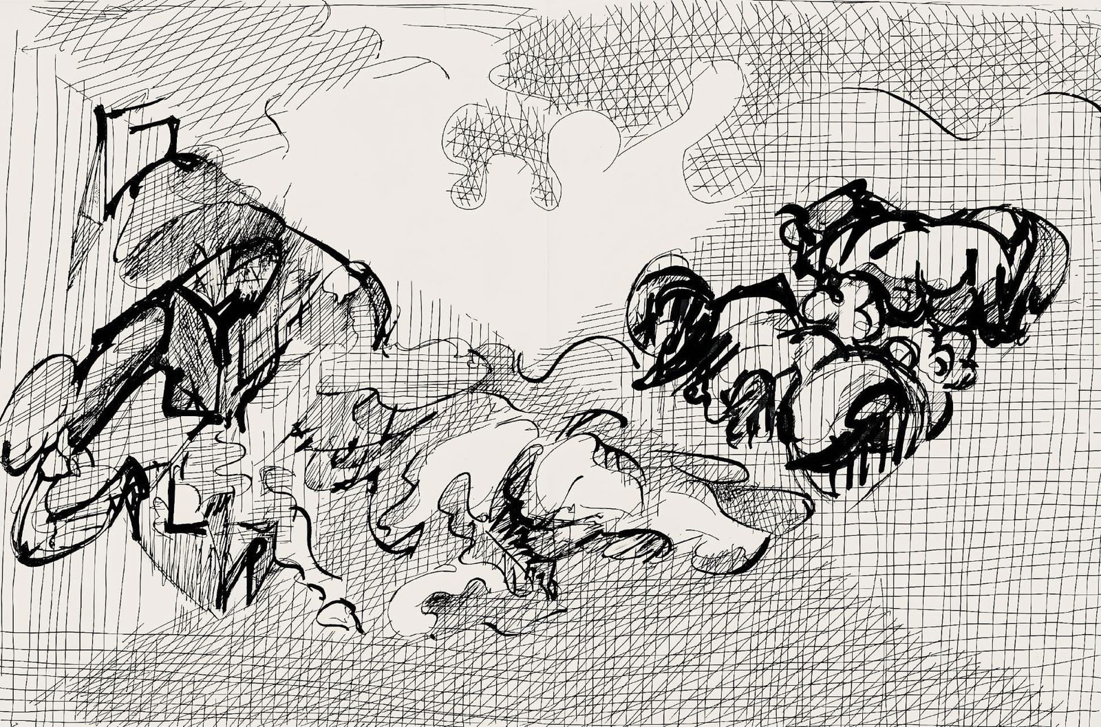 Jacques Villon, Composition (Ginestet/Pouillon 42-64), Hesiode, Les Travaux et les Jours, Limited: Etching on velin de Rives paper. Paper size: 15.75 x 24 inches. Excellent condition, with centerfold, as issued. Unsigned and unnumbered, as issued. Notes: From the folio, Hesiode, Les Travaux et les