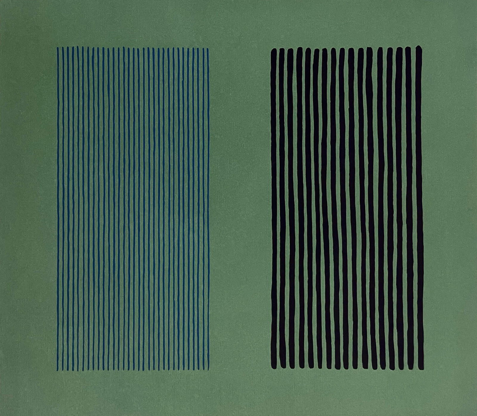 Gene Davis, Green Giant, Limited Edition Lithograph: Lithograph on velin d'Arches paper. Paper Size: 25.937 x 28.875 inches. Inscription: Hand signed and numbered, as issued. Notes: Published by London Arts Group, Detroit; printed by Alpha Omega, Detroi