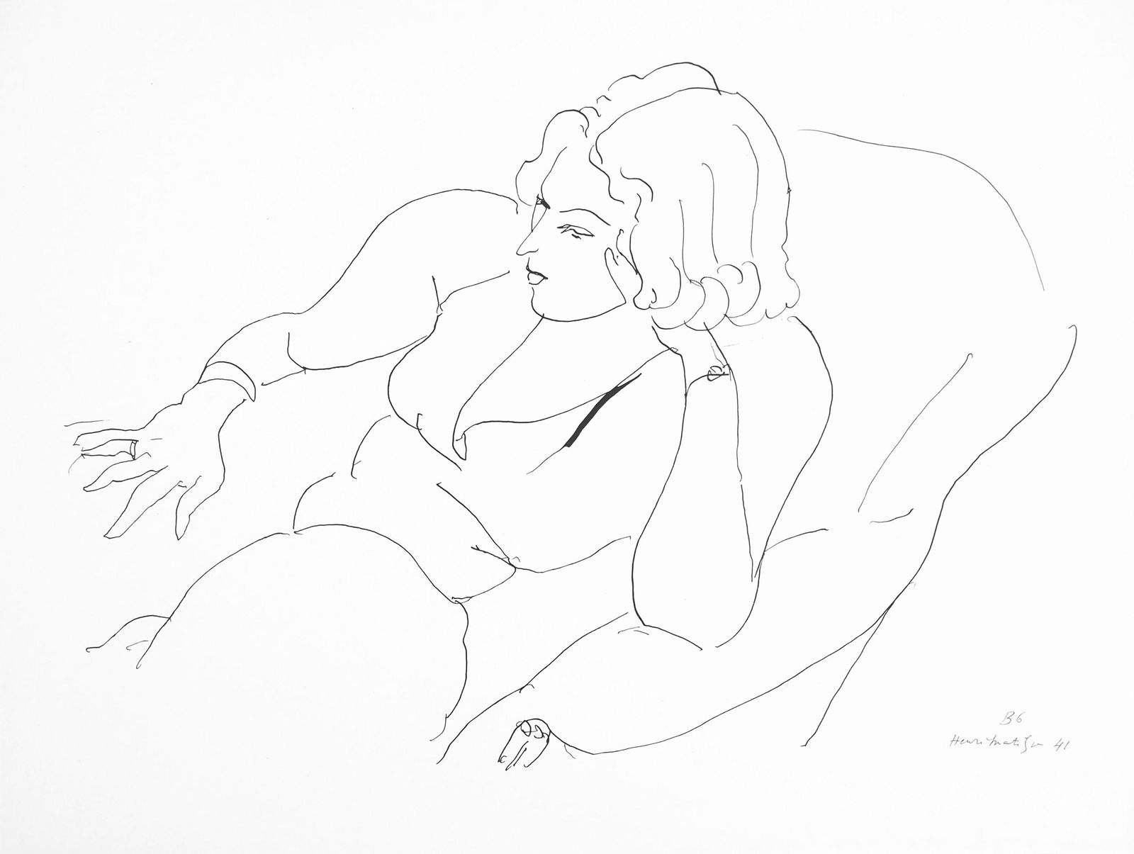 Henri Matisse, Serie B, var. 6 (Duthuit 9), Henri Matisse, Dessins, Themes et variations, Limited: Lithograph on velin pur fil paper. Inscription: Signed in the plate and unnumbered, as issued. Paper Size: 9.625 x 12.875 inches. Catalogue raisonne references: Matisse, Henri, et al. Henri Matisse: C