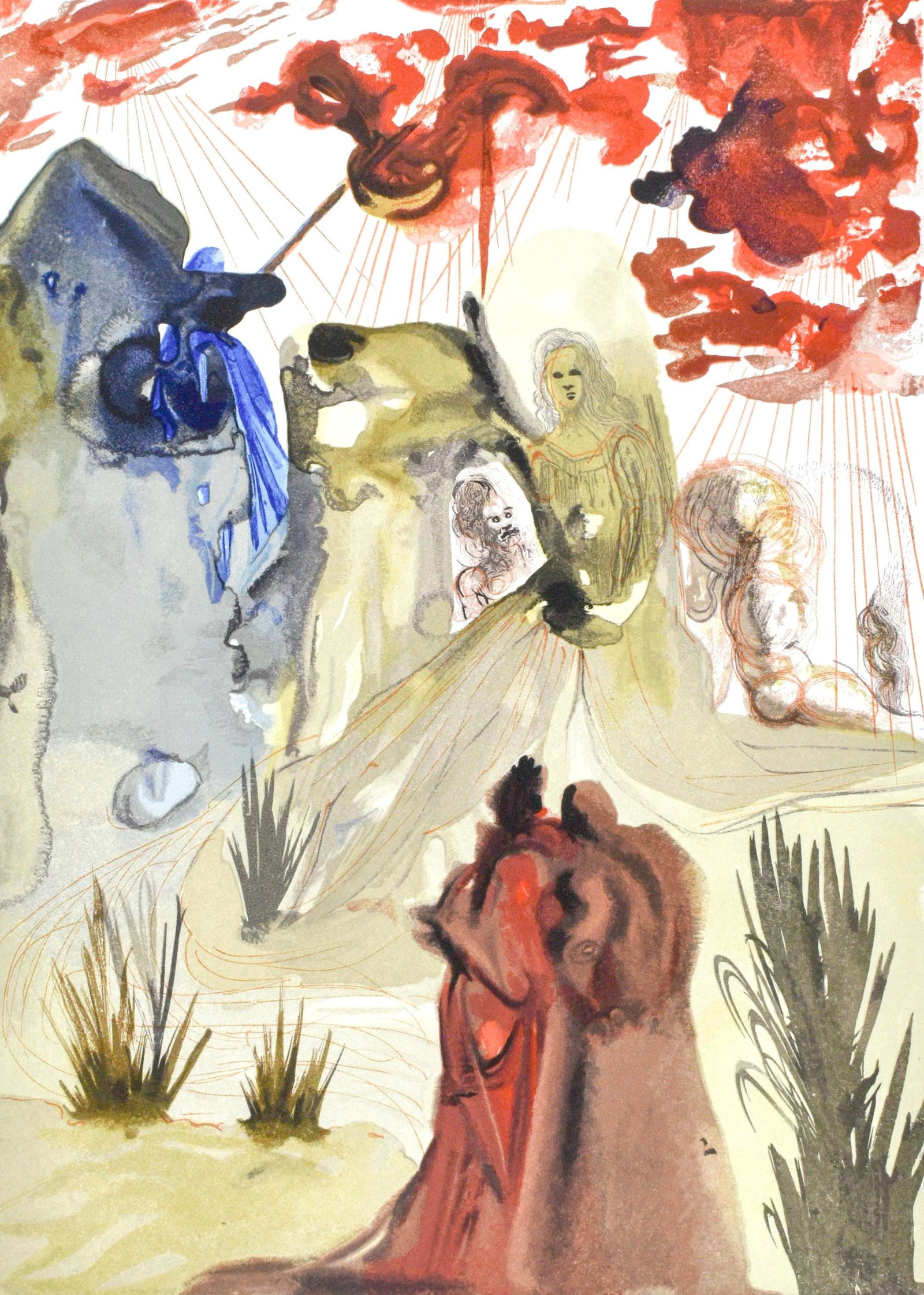 Salvador Dali, Le Purgatoire XXVIII (Michler/Lopsinger 1039-1138; Field 189-200), La Divine Comedie,: Woodcut in colors on velin pur chiffon de Rives paper. Paper size: 13 x 10.375 inches. Inscription: Unsigned and unnumbered, as issued. Catalogue raisonne references: Dali, Salvador, et al. Salvador D