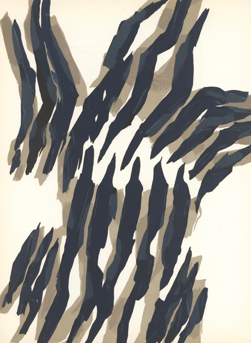 Raoul Ubac, Composition, Derriere le miroir, Limited Edition Lithograph: Lithograph on velin paper. Paper size: 15 x 11 inches. Excellent condition. Inscription: Unsigned and unnumbered, as issued. Notes: From Derriere le miroir, N deg 142, 1964. Published by Aime Maeght,