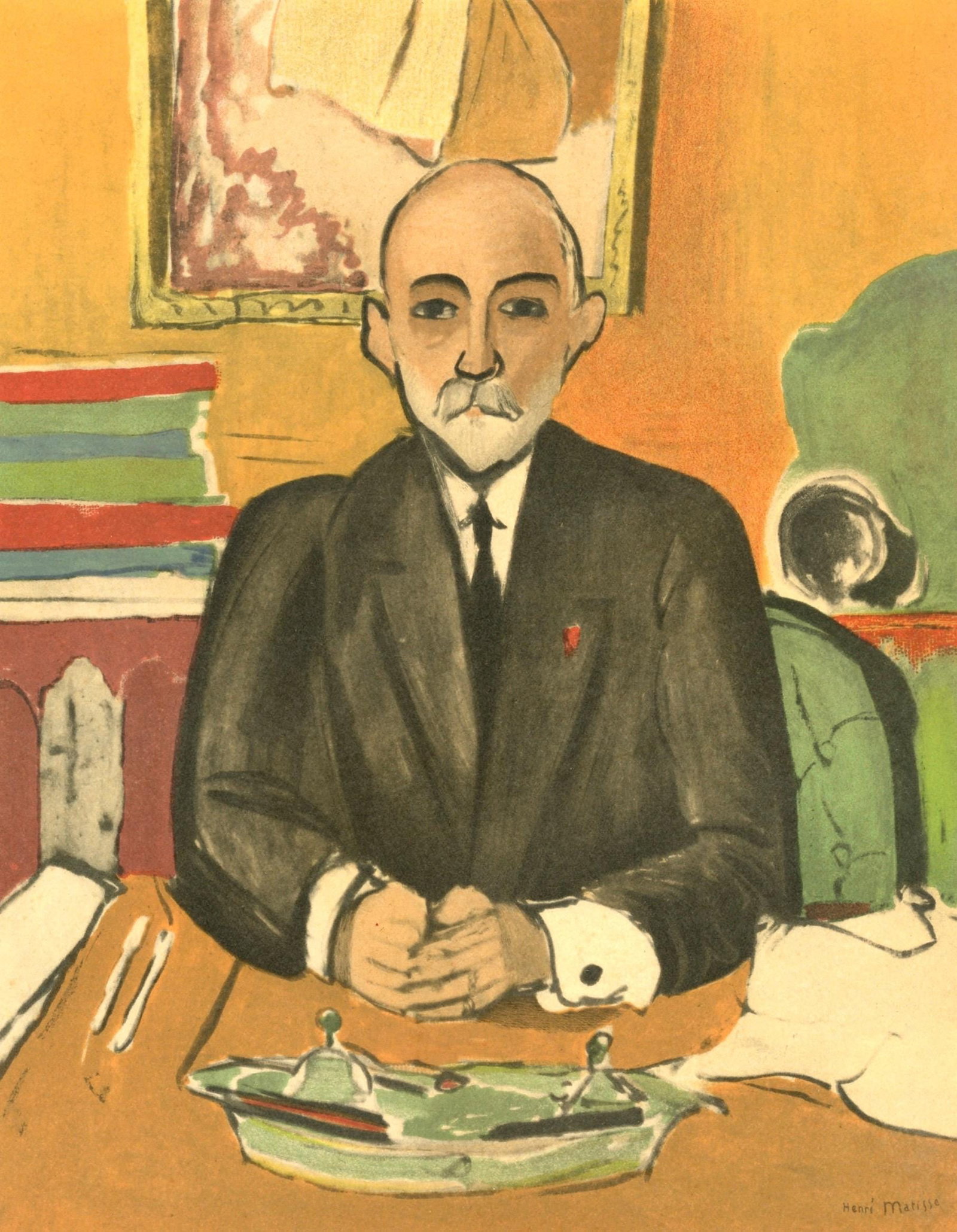 Henri Matisse, Auguste Pellerin, Portraits par Henri Matisse, Limited Edition Lithograph: Lithograph on velin paper, mounted on velin paper backing sheet, as issued. Paper Size: 12 x 9.25 inches; image size: 10.24 x 7.87 inches. Inscription: Signed in the plate and unnumbered, as issued. C