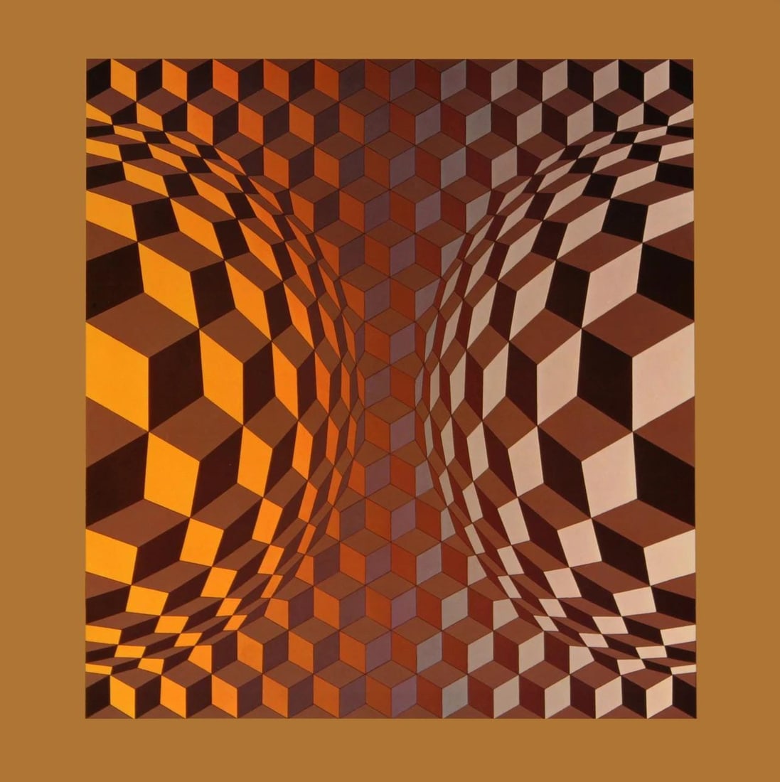 Victor Vasarely, Composition, Hexagone, Limited Edition Heliogravure: Heliogravure on 280 gm M2 gloss paper. Paper Size: 11 x 11 inches. Excellent condition. Notes: From the folio, Hexagone, 1973. Published and printed by Editions du Griffon, Neuchatel, Switzerland, 197