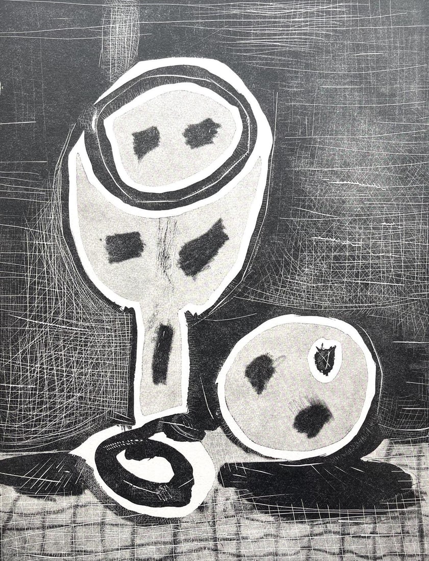 Pablo Picasso, Composition (Cramer 88), Dans l'Atelier de Picasso, Limited Edition Lithograph: Lithograph on velin d'Arches a la forme savoir paper. Paper size: 14 x 9.25 inches. Excellent condition. Unsigned and unnumbered, as issued. Notes: From the volume, Dans l'Atelier de Picasso, 1957. Pu