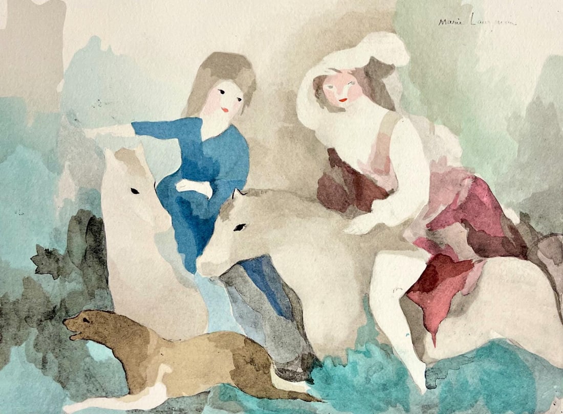 Marie Laurencin, Composition, Marie Laurencin, Limited Edition Lithograph: Lithograph and stencil on Lafuma-Navarre wove paper. Signed in the plate and unnumbered, as issued. Paper size: 8.46 x 10.43 inches. Excellent condition. Notes: From the volume, Marie Laurencin, 1928.