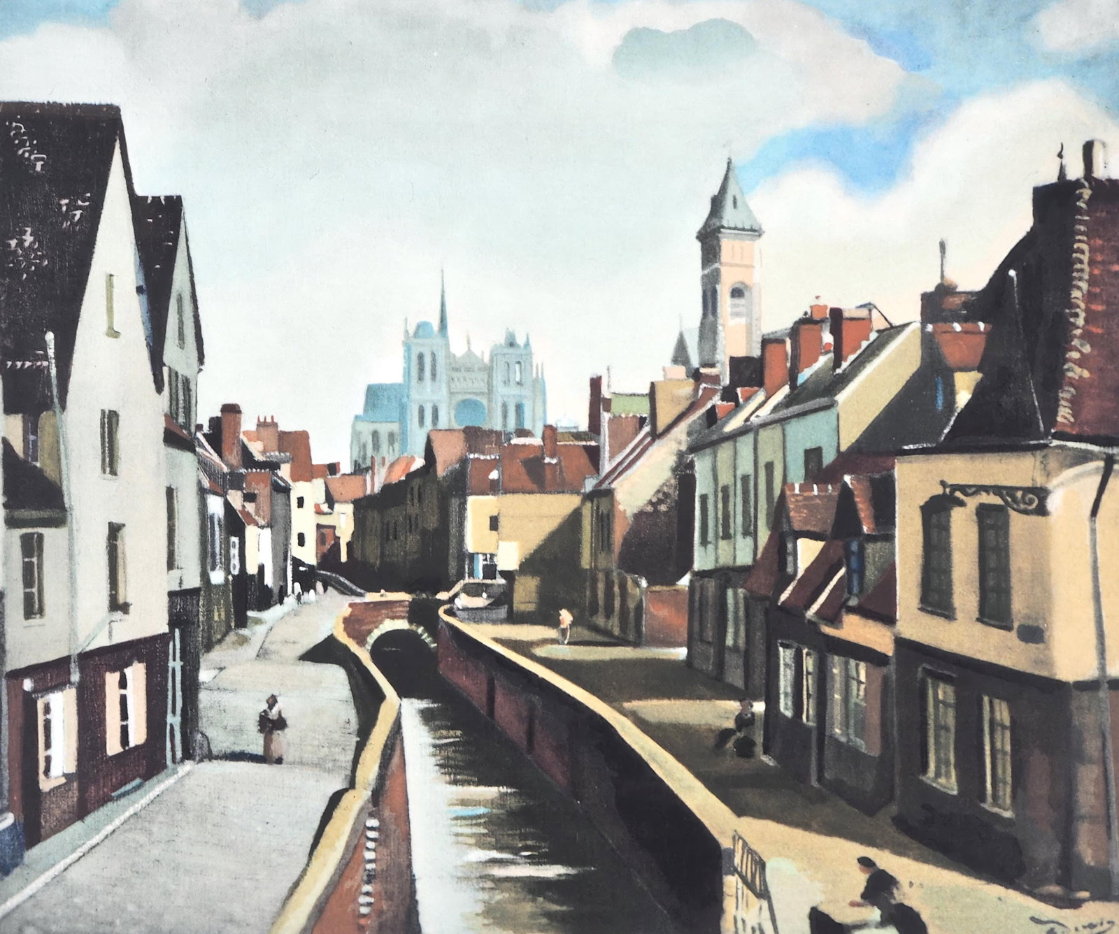 Andre Derain, Amiens, Andre Derain, 1880-1954, Limited Edition Lithograph and Pochoir, 1961: Lithograph and pochoir on velin d'Arches paper. Paper Size: 20 x 23.75 inches. Inscription: Signed in the plate and unnumbered, as issued. Condition: Very good/excellent, consistent with age. Notes: F