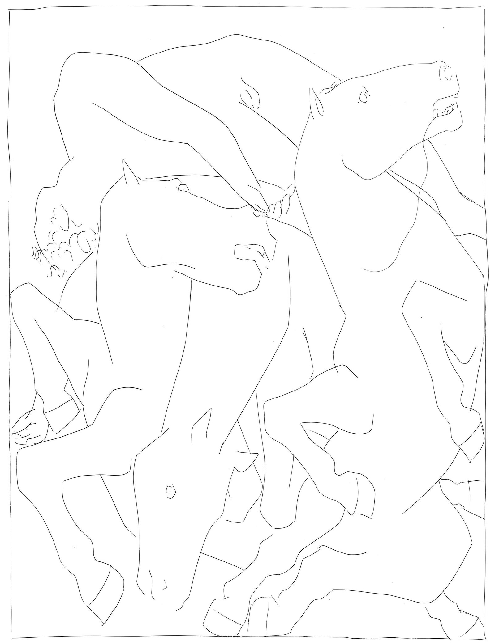 Pablo Picasso, Chute de Phaethon avec le char du soleil, Les Metamorphoses, Limited Edition: Lithograph on velin papier Verge fin blanc des papeteries de Bellerive paper. Paper size: 11.02 x 8.66 inches. Inscription: Unsigned and unnumbered, as issued. Condition: Very good/excellent, consiste