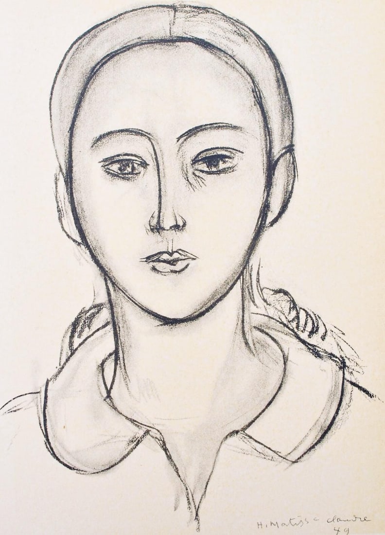 Henri Matisse, Mademoiselle C.P., Portraits par Henri Matisse, Limited Edition Heliogravure: Heliogravure on velin paper, mounted on velin paper backing sheet, as issued. Paper Size: 12 x 9.25 inches; image size: 9.05 x 6.69 inches. Inscription: Signed in the plate and unnumbered, as issued.
