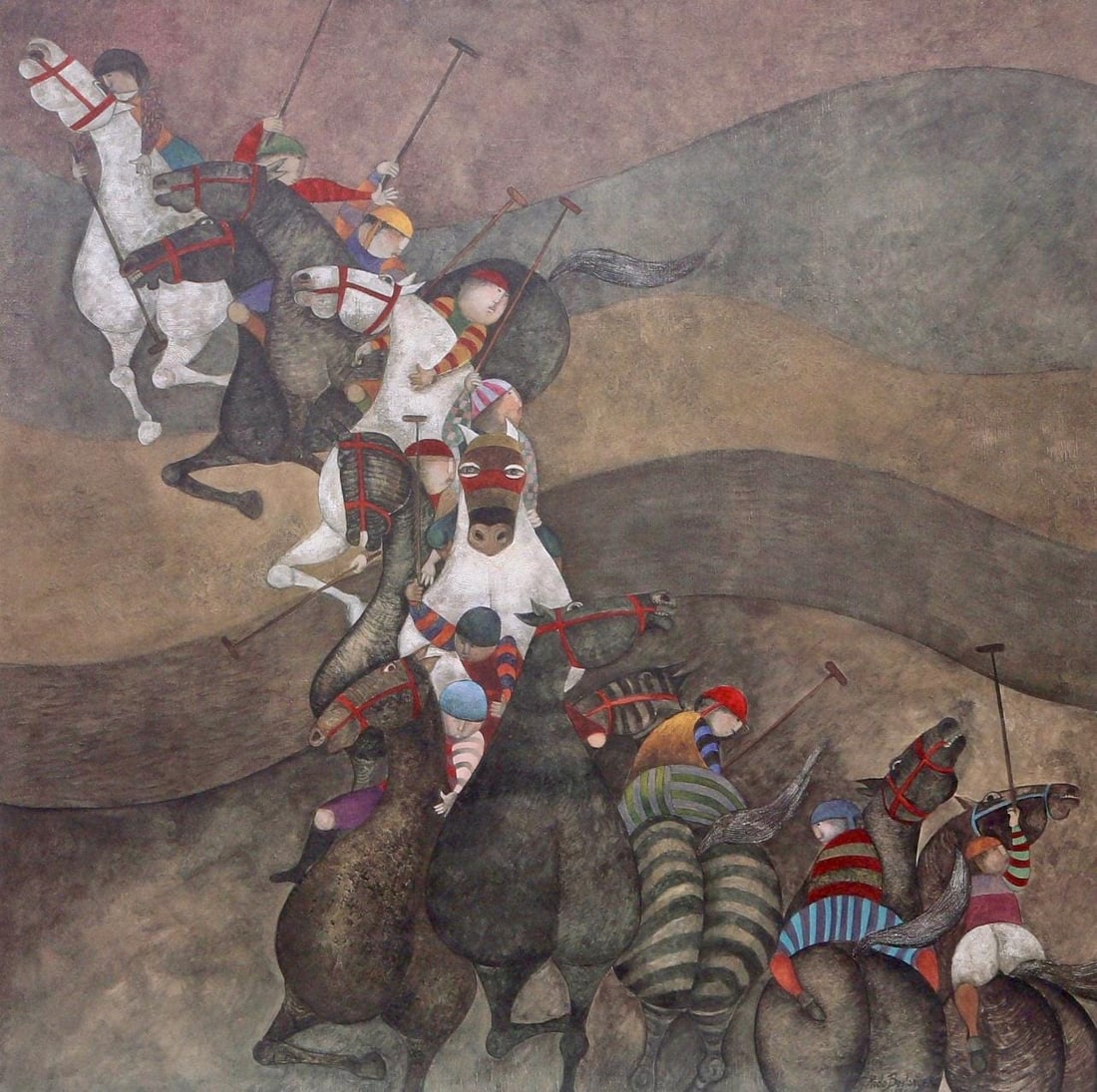 Graciela Rodo Boulanger, Apres le tournoi, Original Edition Offset Lithograph: Offset lithograph on archival paper. Paper size: 27.75 x 27 inches. Excellent condition. Inscription: Signed in the plate and unnumbered, as issued. Notes: From Published and printed by Touchstone Pub