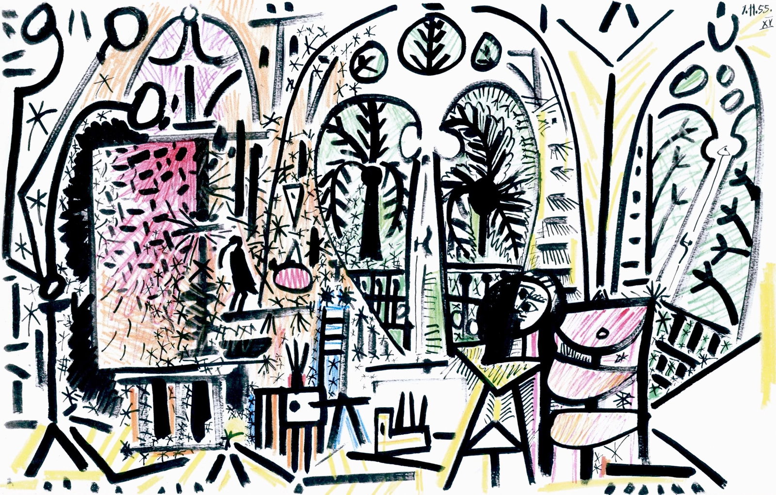 Pablo Picasso, Composition (Cramer 101), Carnet de la Californie, Limited Edition Collotype: Collotype on velin d'Arches paper. Paper size: 10.375 x 16.5 inches. Inscription: Unsigned and unnumbered, as issued. Catalogue raisonne reference: Goeppert, Sebastian, et al. Pablo Picasso, the Illus