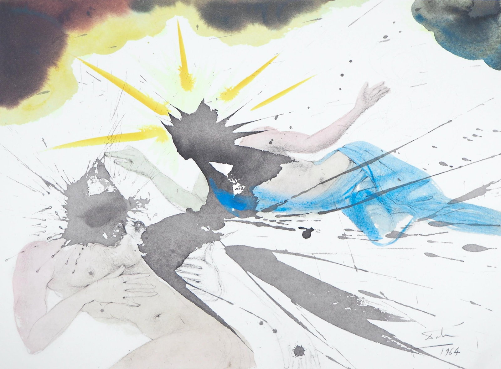 Salvador Dali, Composition (Michler/Lopsinger 1600; Field 69-3), Biblia Sacra, Limited Edition: Lithograph in colors on velin Fabriano charta ex meris pannis "ab alveo" manu fabricata, perlucidis figuris intexta paper. Paper size: 13.75 x 19 inches. Inscription: Signed in the plate and unnumbere