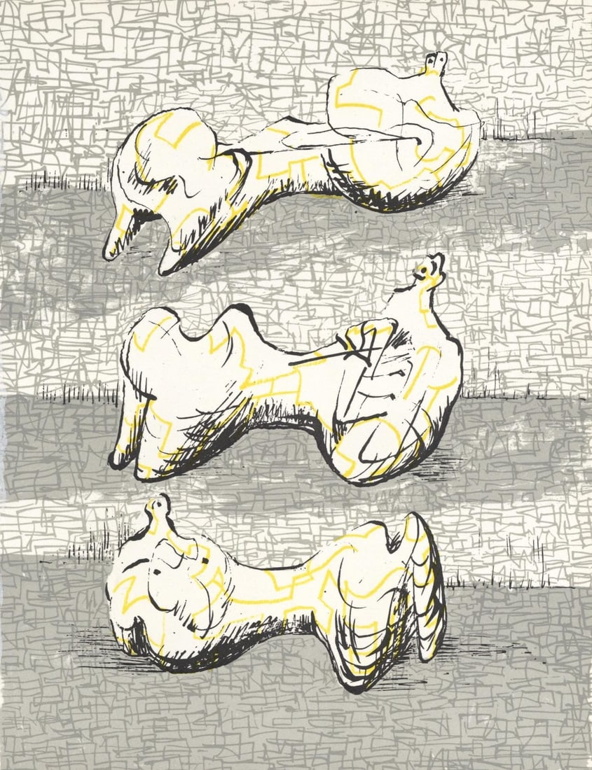 Henry Moore, Composition (Cramer 182), XXe siecle, Limited Edition Lithograph (1 of 4)