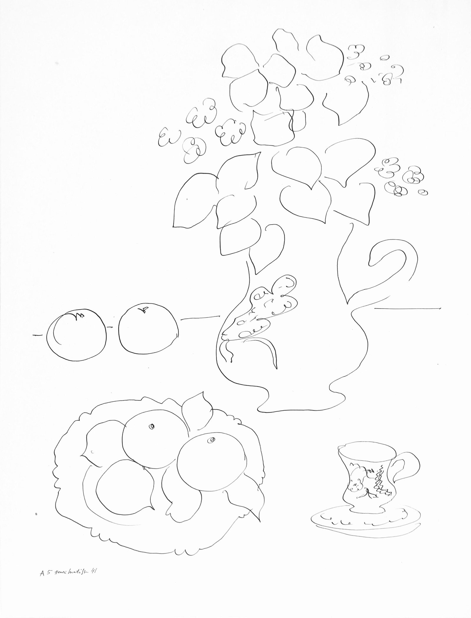 Henri Matisse, Serie A, var. 5 (Duthuit 9), Henri Matisse, Dessins, Themes et variations, Limited: Lithograph on velin pur fil paper. Inscription: Signed in the plate and unnumbered, as issued. Paper Size: 12.875 x 9.625 inches. Catalogue raisonne references: Matisse, Henri, et al. Henri Matisse: C