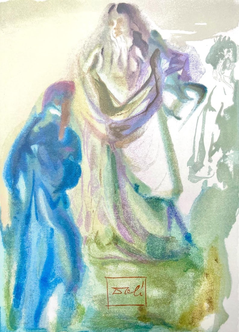 Salvador Dali, Paradies XXVIII (Michler/Lopsinger 1039-1138; Field 189-200), Die Gottliche Komodie,: Woodcut in colors on velin de Rives BFK paper, mounted on velin d'Arches support, as issued. Paper size: 13 x 10.375 inches. Inscription: Signed in the block, and unnumbered, as issued. Catalogue rais