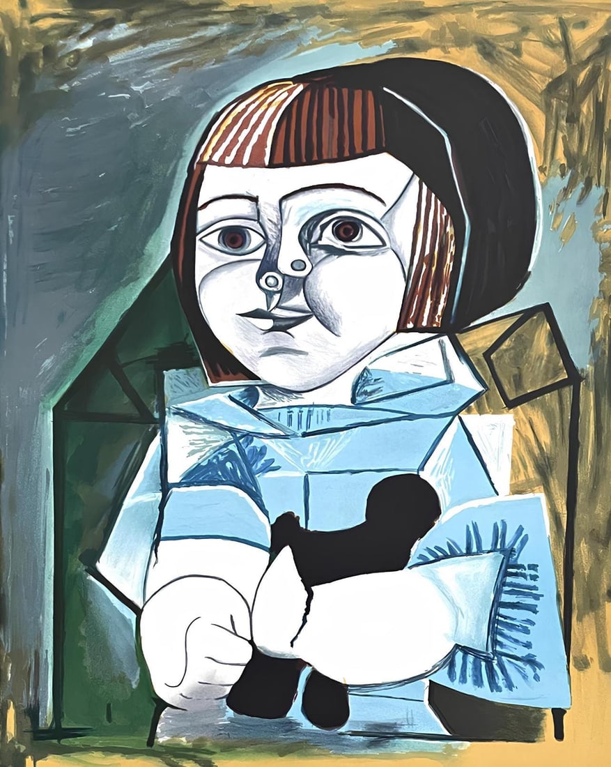 Pablo Picasso, Paloma en Bleu, Marina Picasso Collection, Official Limited Edition Lithograph: Lithograph on velin d'Arches paper. Inscription: Facsimile signed and numbered in pencil, as issued. Paper Size: 29.5 x 21.25 inches. Excellent condition. Notes: From the Marina Picasso Collection. Pu