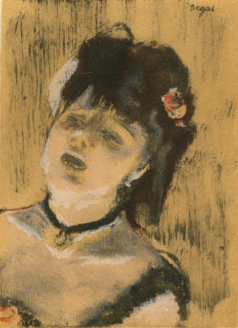 Edgar Degas, La Chanteuse du Cafe-Concert, E. Degas Monotypes, Limited Edition Monotype: Engraving on velin du Marais paper. Unsigned and unnumbered, as issued. Paper Size: 12.25 x 9.125 inches. Excellent condition. Notes: From the volume, E. Degas Monotypes, 1948. Published by Quatre Che