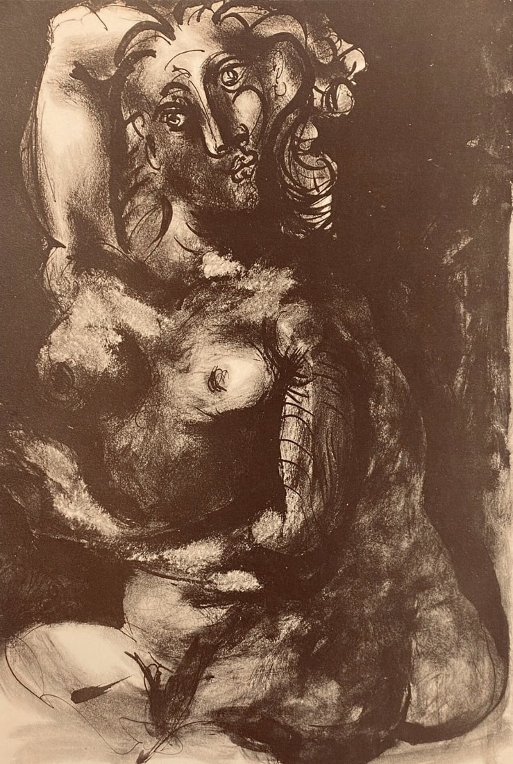 Pablo Picasso, Composition, Carnet de dessins de Picasso, Cahiers d'Art, Limited Edition Lithograph: Lithograph on velin paper. Inscription: Unsigned and unnumbered. Paper Size: 16.54 x 11.81 inches. Excellent condition. Notes: From the volume, Carnet de dessins de Picasso: reproduits au format de l'