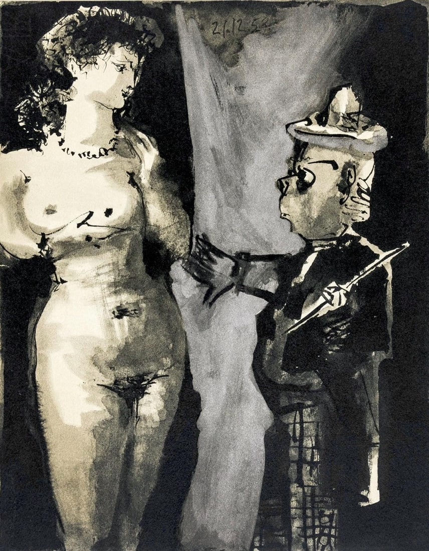 Pablo Picasso, Composition, La Comedie Humaine, Verve, Revue Artistique et Litteraire, Limited: Lithograph on velin des Papeteries du Marais paper. Paper Size: 14 x 10.25 inches. Inscription: Unsigned and unnumbered, as issued. Condition: Very good/excellent, consistent with age. Notes: From the