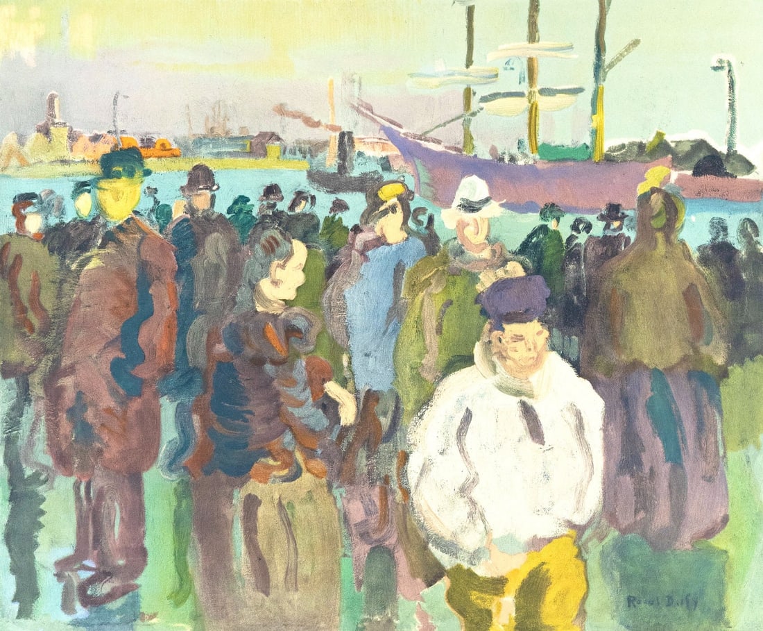 Raoul Dufy, Quai a Rouen, Raoul Dufy, Collection Pierre Levy, Limited Edition Lithograph: Lithograph on velin d'Arches paper. Inscription: Unsigned and unnumbered. Paper Size: 20 x 26 inches. Excellent condition. Notes: From the folio, Raoul Dufy, IV, Collection Pierre Levy, 1969; publishe