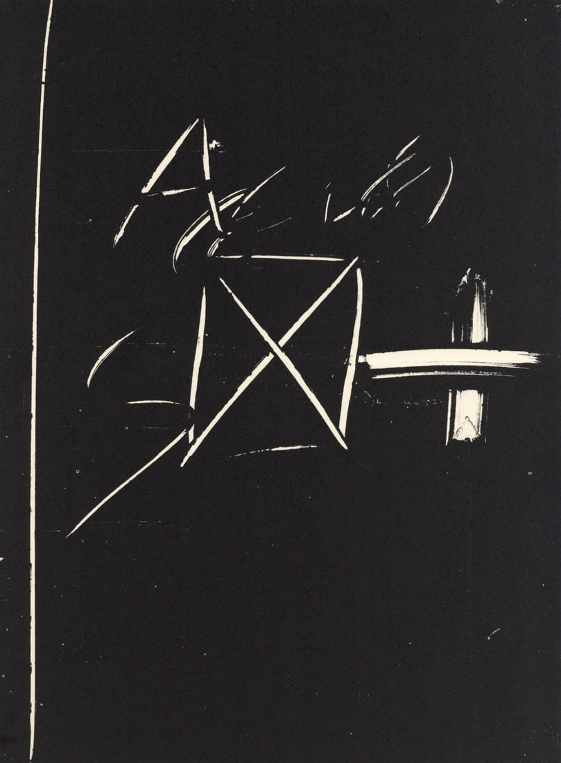 Antoni Tapies, Composition, Derriere le miroir, Limited Edition Lithograph: Lithograph on velin paper. Paper size: 15 x 11 inches. Excellent condition. Inscription: Unsigned and unnumbered, as issued. Notes: From Derriere le miroir, N deg 210, 1974. Published by Aime Maeght,