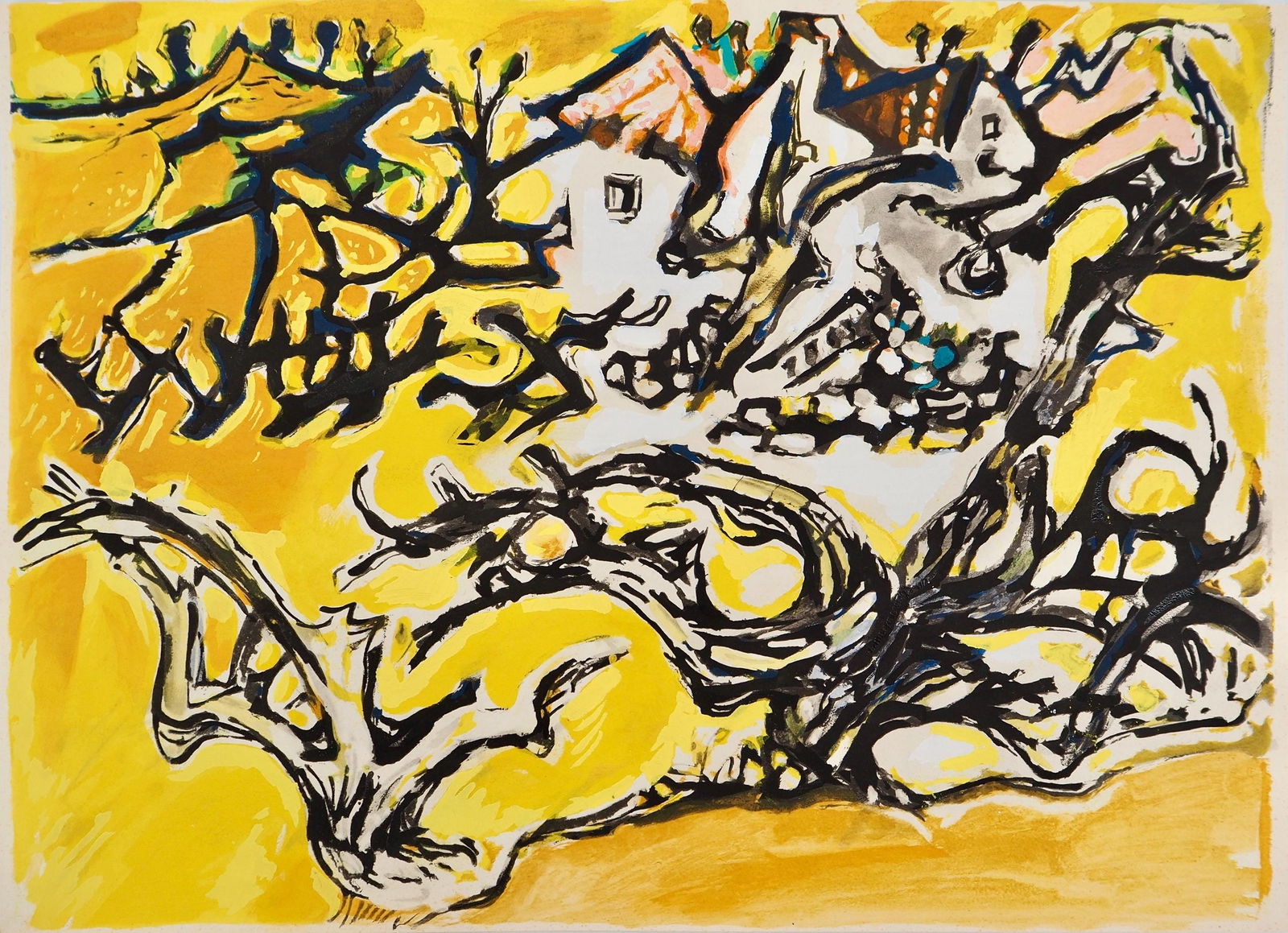 Edouard Pignon, Composition, Arbres et Voiles, Limited Edition Lithograph: Lithograph and stencil on grand Velin d'Arches paper. Paper size: 12.2 x 17.32 inches. Excellent condition. Inscription: signed in the plate and unnumbered, as issued. Notes: from the folio, Edouard P