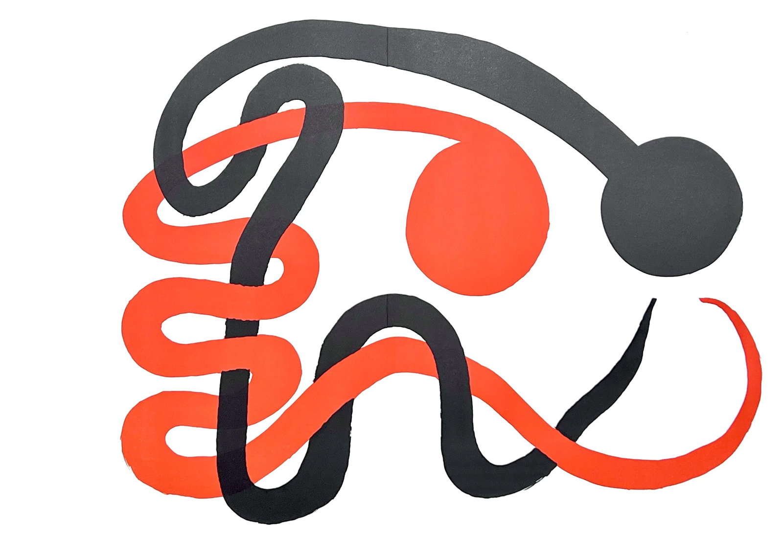 Alexander Calder, Composition, Derriere le miroir, Limited Edition Lithograph: Lithograph on velin paper. Paper Size: 15 x 22 inches. Excellent condition, with centerfold, as issued. Inscription: Unsigned and unnumbered, as issued. Notes: From Derriere le miroir, N deg 201, 1973