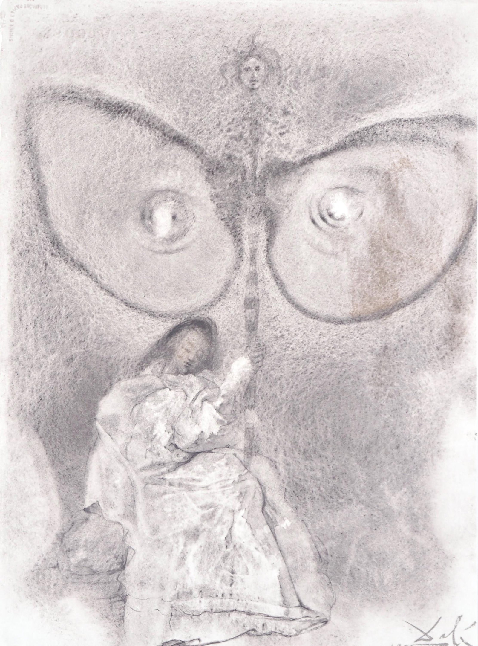 Salvador Dali, Composition (Michler/Lopsinger 1600; Field 69-3), Biblia Sacra, Limited Edition: Lithograph in colors on velin Fabriano charta ex meris pannis "ab alveo" manu fabricata, perlucidis figuris intexta paper. Paper size: 19 x 13.75 inches. Inscription: Signed in the plate and unnumbere