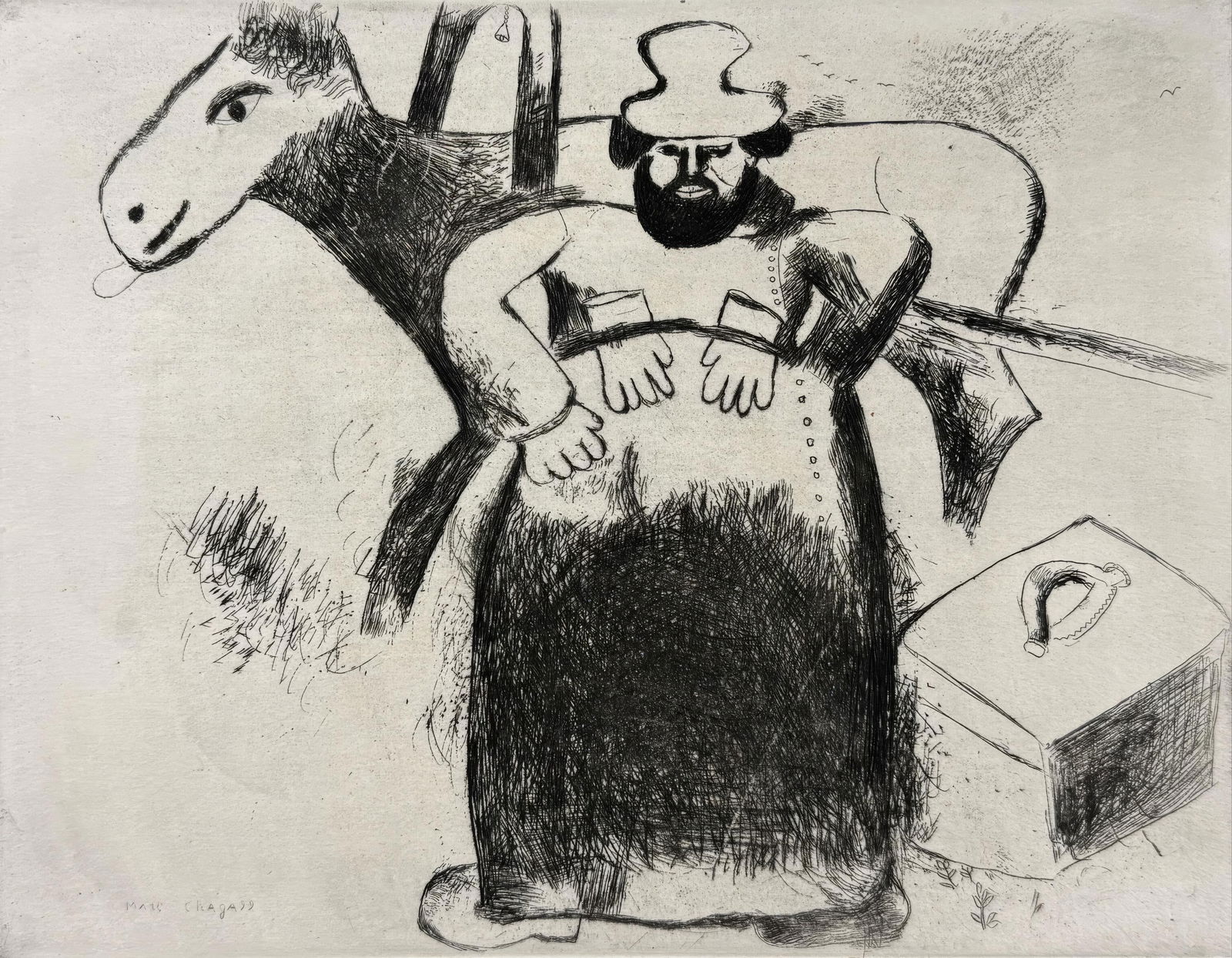Marc Chagall, Selifane the Coachman, from Dead Souls, Limited Edition Etching, 1923-1927 (1 of 4)