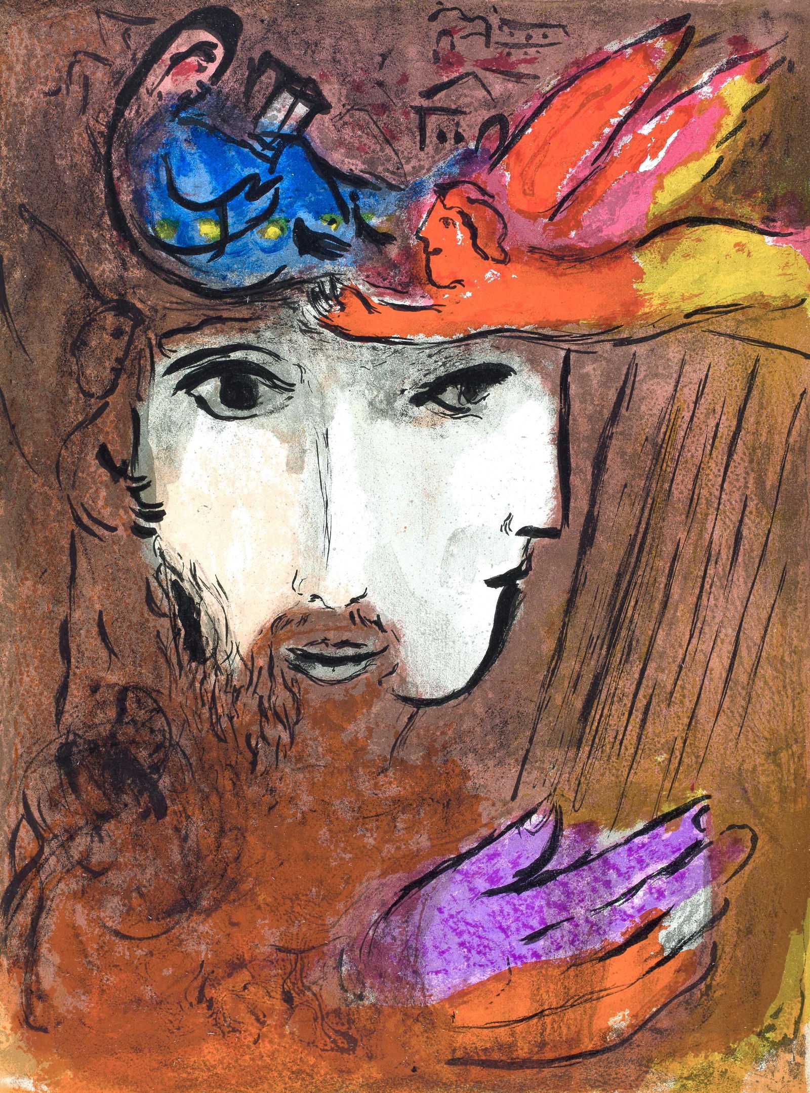 Marc Chagall, David et Bethsabee (Mourlot 117-46; Cramer 25), Dessins Pour La Bible, Verve, Revue, (1 of 4)