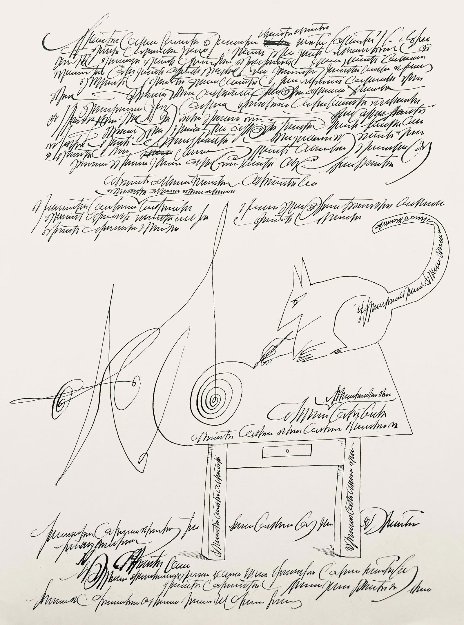 Saul Steinberg, Composition, Derriere le miroir, Limited Edition Lithograph: Lithograph on velin paper. Paper Size: 15 x 11 inches. Excellent condition. Inscription: Unsigned and unnumbered, as issued. Notes: From Derriere le miroir, N deg 157, 1966. Published by Aime Maeght,