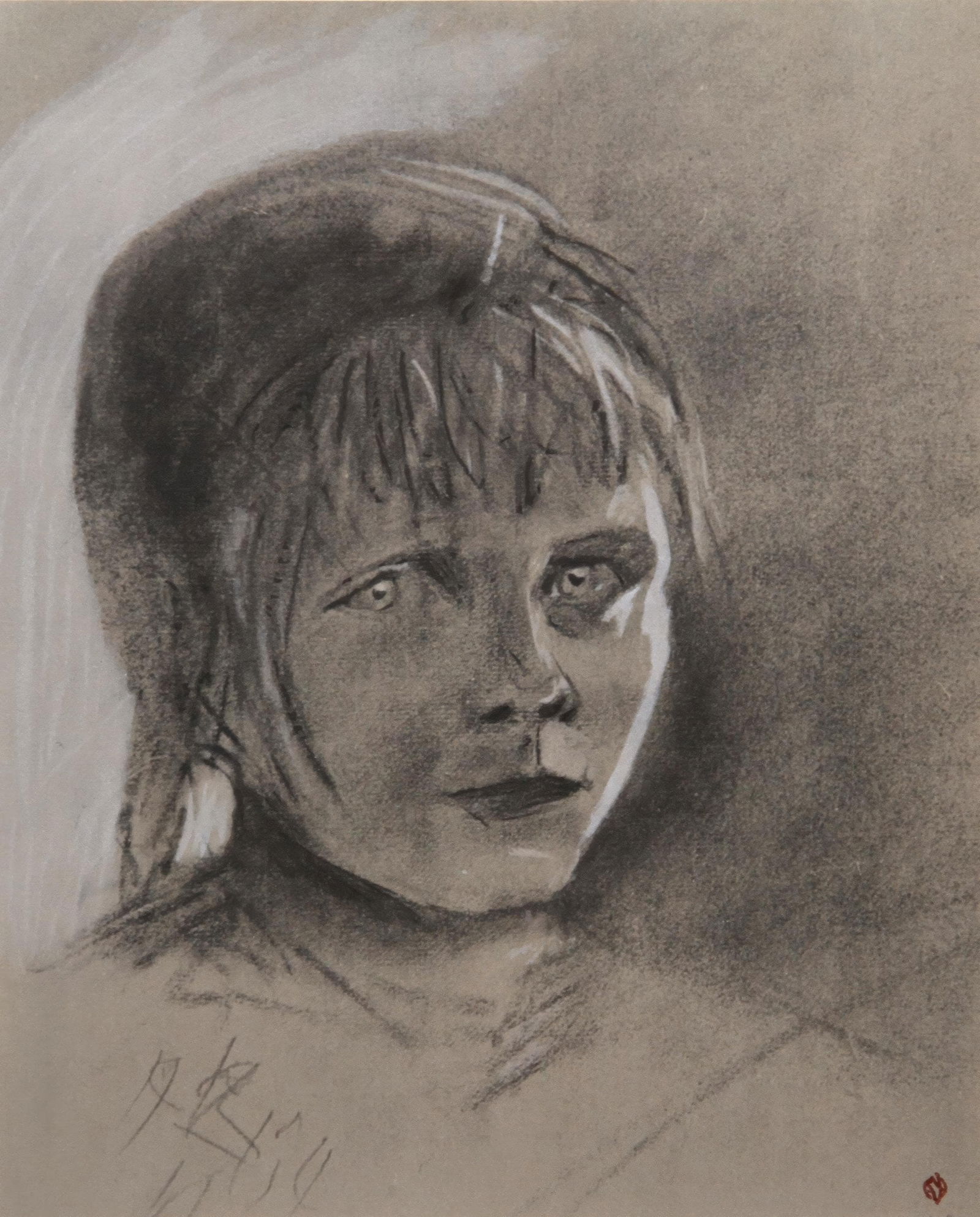 Sonia Delaunay, Portrait of a Young Girl, Limited Edition Lithograph and Pochoir, 1968: This exquisite lithograph and pochoir by Sonia Delaunay (1885-1979), titled Portrait de petite fille (Portrait of a Young Girl), originates from the 1968 folio Visages d Enfants. Quinze Dessins de