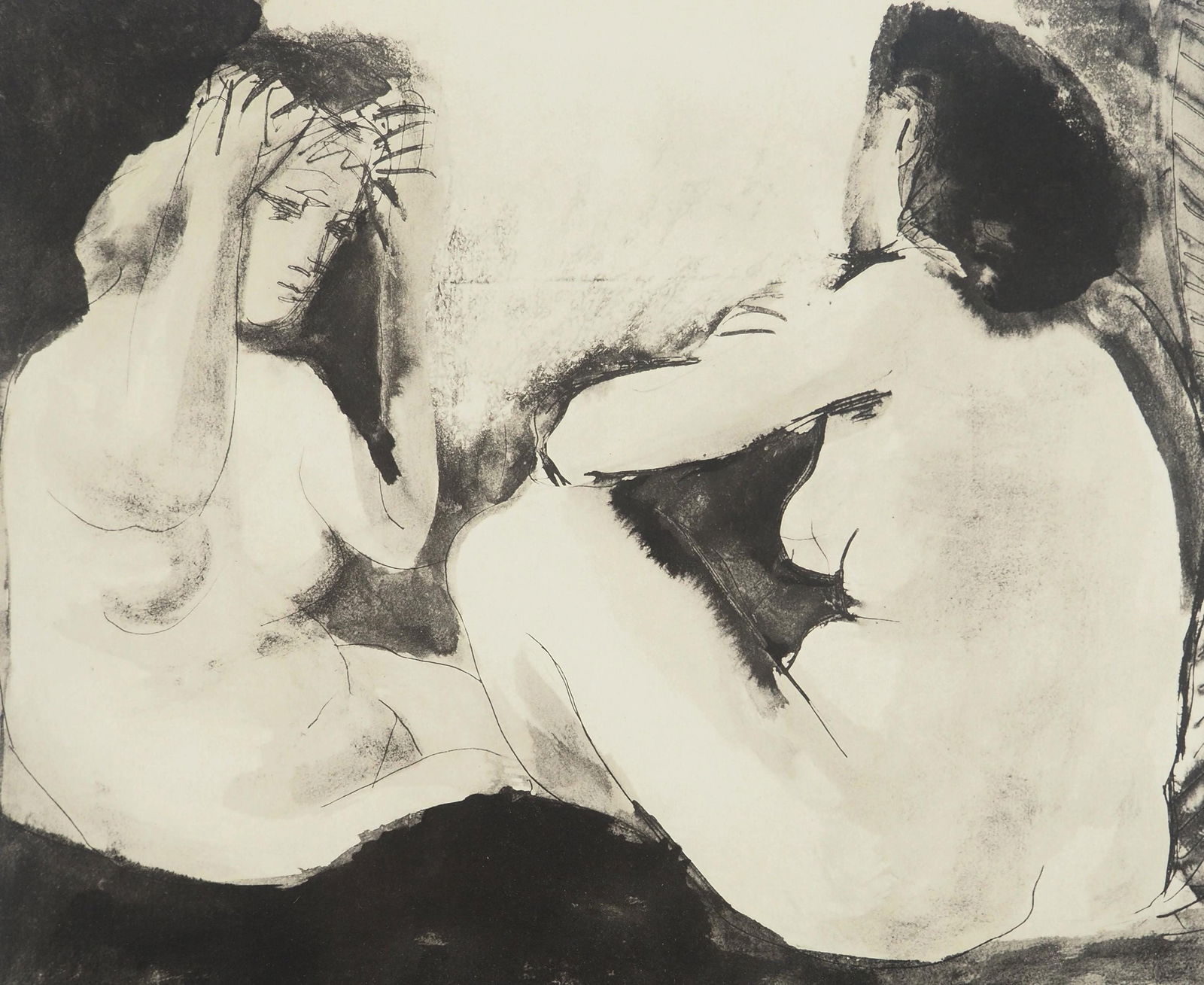 Pablo Picasso, Composition (Orozco 238), Picasso, La flute double, Limited Edition Lithograph: Lithograph and stencil on papier a la cuve du moulin Richard de Bas paper, specialement filigrane pour cette edition. Paper size: 16.5 x 22.5 inches. Excellent condition. Unsigned and unnumbered, as i