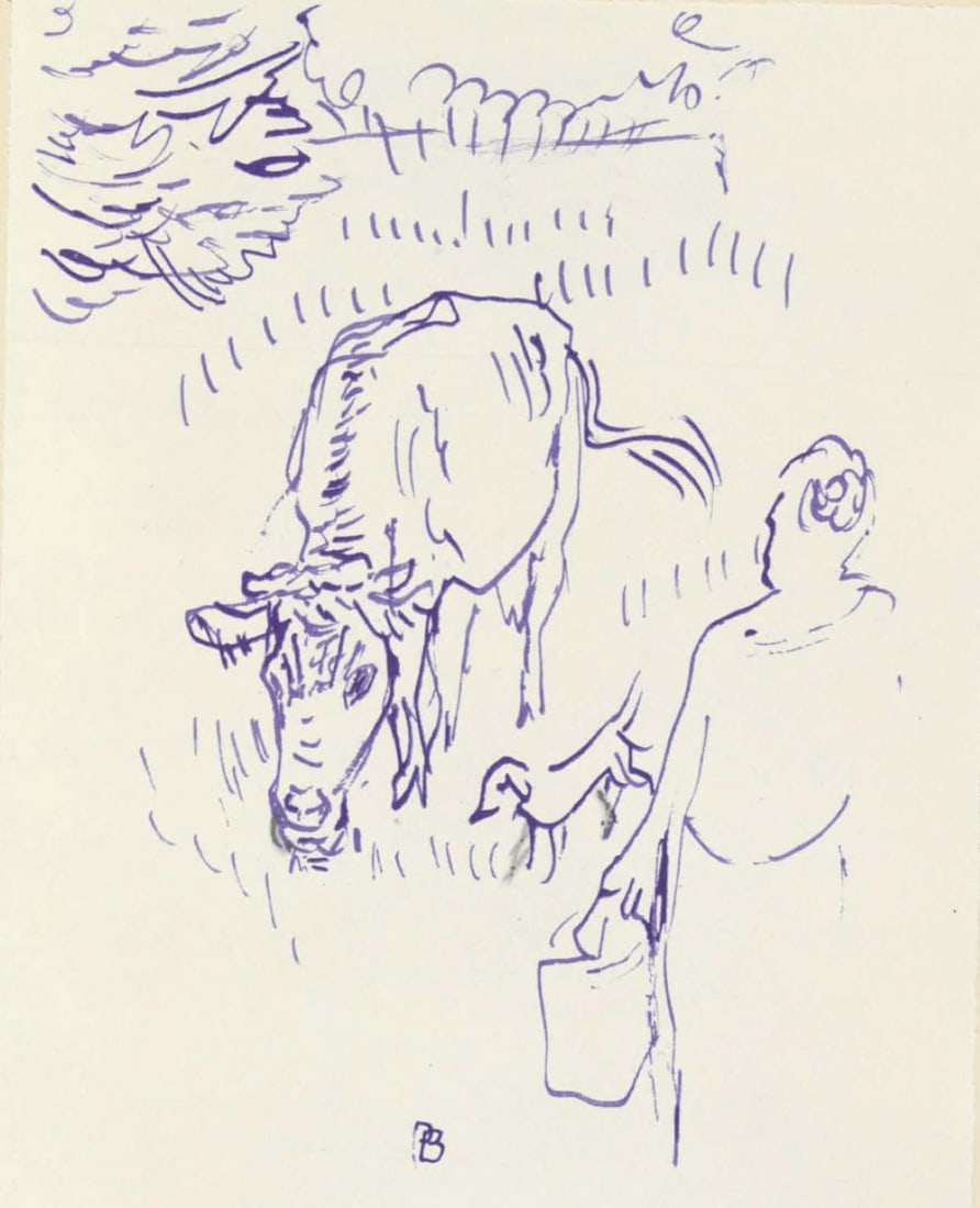 Pierre Bonnard, Composition (Terrasse 54), Pierre Bonnard Correspondences, Limited Edition: Lithograph on velin d'Arches paper, mounted on velin d'Arches supporting sheet, as issued. Inscription: Unsigned and unnumbered. Paper Size: 12 x 8.5 inches. Excellent condition. Notes: From the album