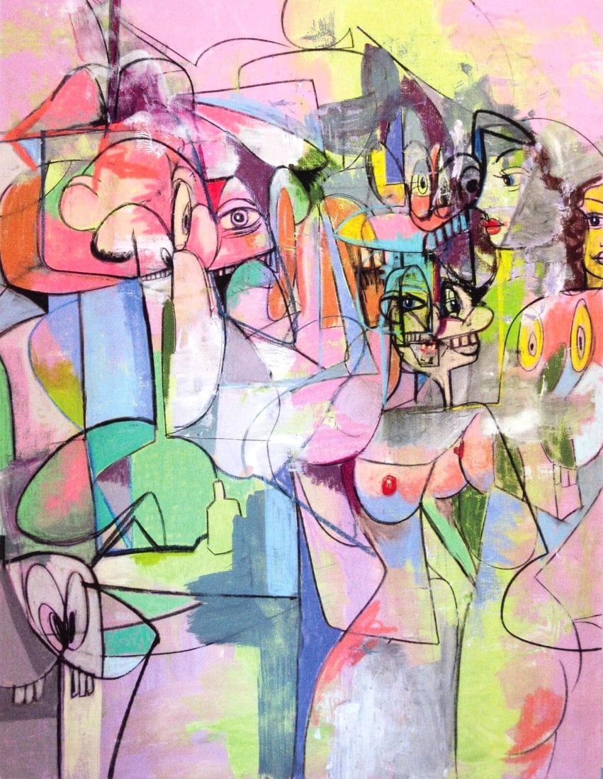 George Condo, Figure Change, Drawing Paintings, Limited Edition Four Color Process Print: Four color process print on velin paper. Paper size: 10.75 x 9.25 inches. Excellent condition. Inscription: Unsigned and unnumbered, as issued. Notes: From the folio, George Condo, Drawing Paintings,