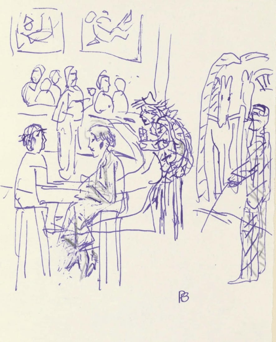 Pierre Bonnard, Composition (Terrasse 54), Pierre Bonnard Correspondences, Limited Edition: Lithograph on velin d'Arches paper, mounted on velin d'Arches supporting sheet, as issued. Inscription: Unsigned and unnumbered. Paper Size: 12 x 8.5 inches. Excellent condition. Notes: From the album