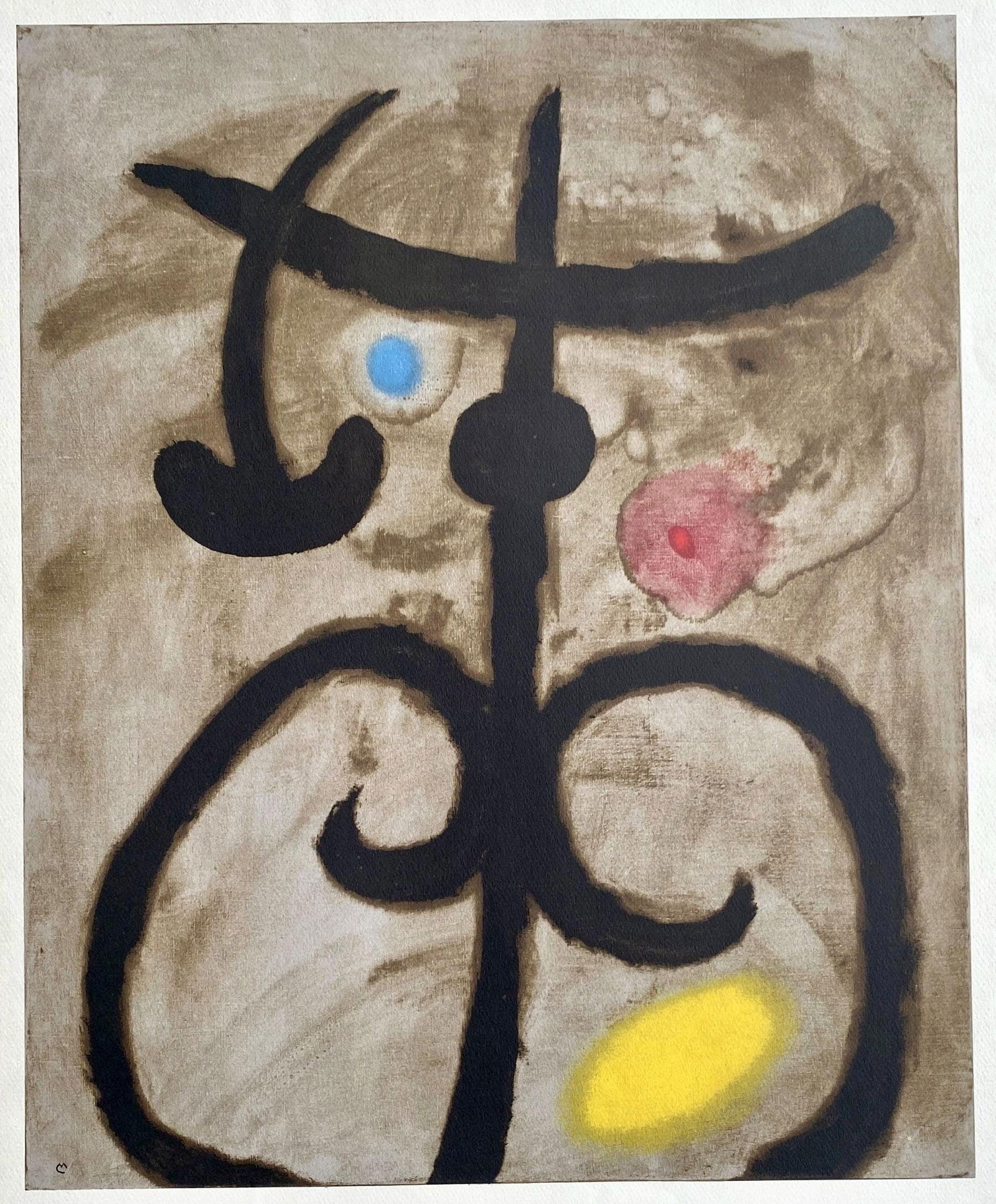 Joan Miro, Composition (Cramer 105), Femmes, Limited Edition Heliogravure: Heliogravure on velin d'Arches paper. Paper size: 22.0079 x 17.8 inches. Excellent condition. Unsigned and unnumbered, as issued. Notes: From the folio, Joan Miro, Femmes, 1965. Published by Maeght Ed
