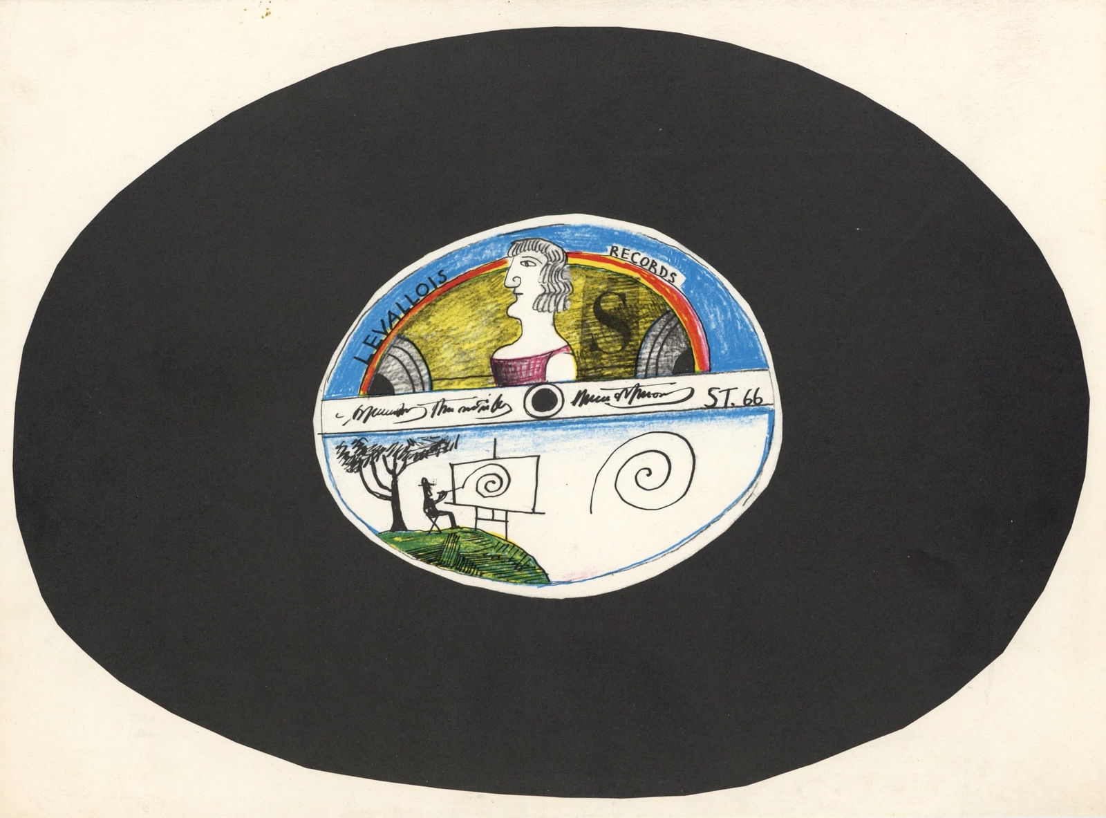 Saul Steinberg, Composition, Derriere le miroir, Limited Edition Lithograph (1 of 4)