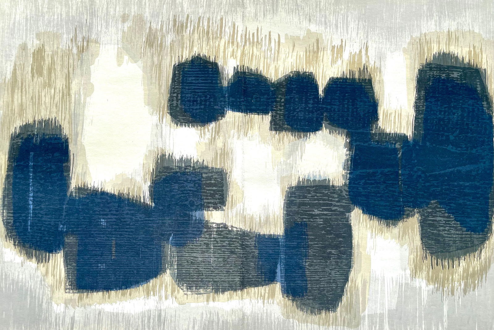 Raoul Ubac, Composition, Derriere le miroir, Limited Edition Lithograph: Lithograph on velin paper. Paper size: 15 x 22 inches. Excellent condition, with centerfold, as issued. Inscription: Unsigned and unnumbered, as issued. Notes: From Derriere le miroir, N deg 130, 1961