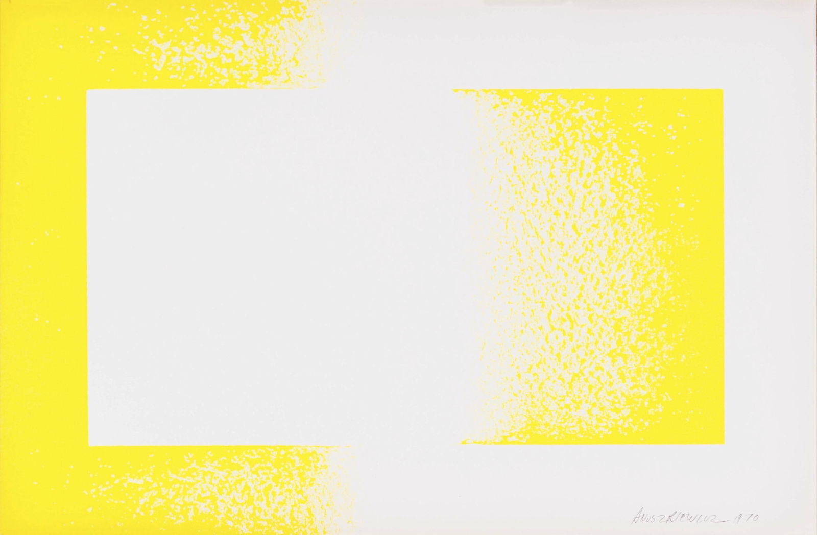 Richard Anuszkiewicz, Yellow Reversed, Art in America, Limited Edition Lithograph: Lithograph on velin paper. Paper Size: 11 x 14.5 inches. Excellent condition, with centerfold, as issued. Inscription: Unsigned and unnumbered, as issued. Notes: Published by Art in America, New York;