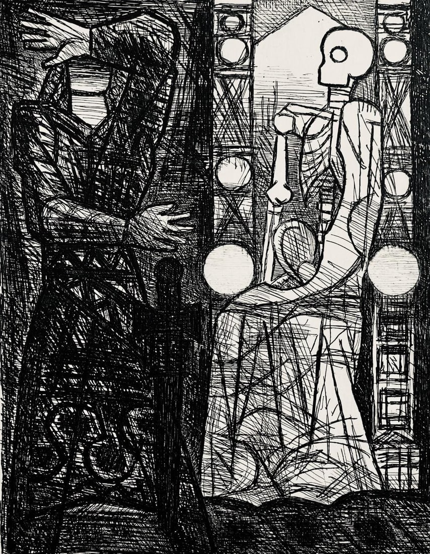 Marcel Gromaire, Le Spectre De Banquo, Scene XIII, Shakespeare, Macbeth, Eaux-fortes de Gromaire, (1 of 4)